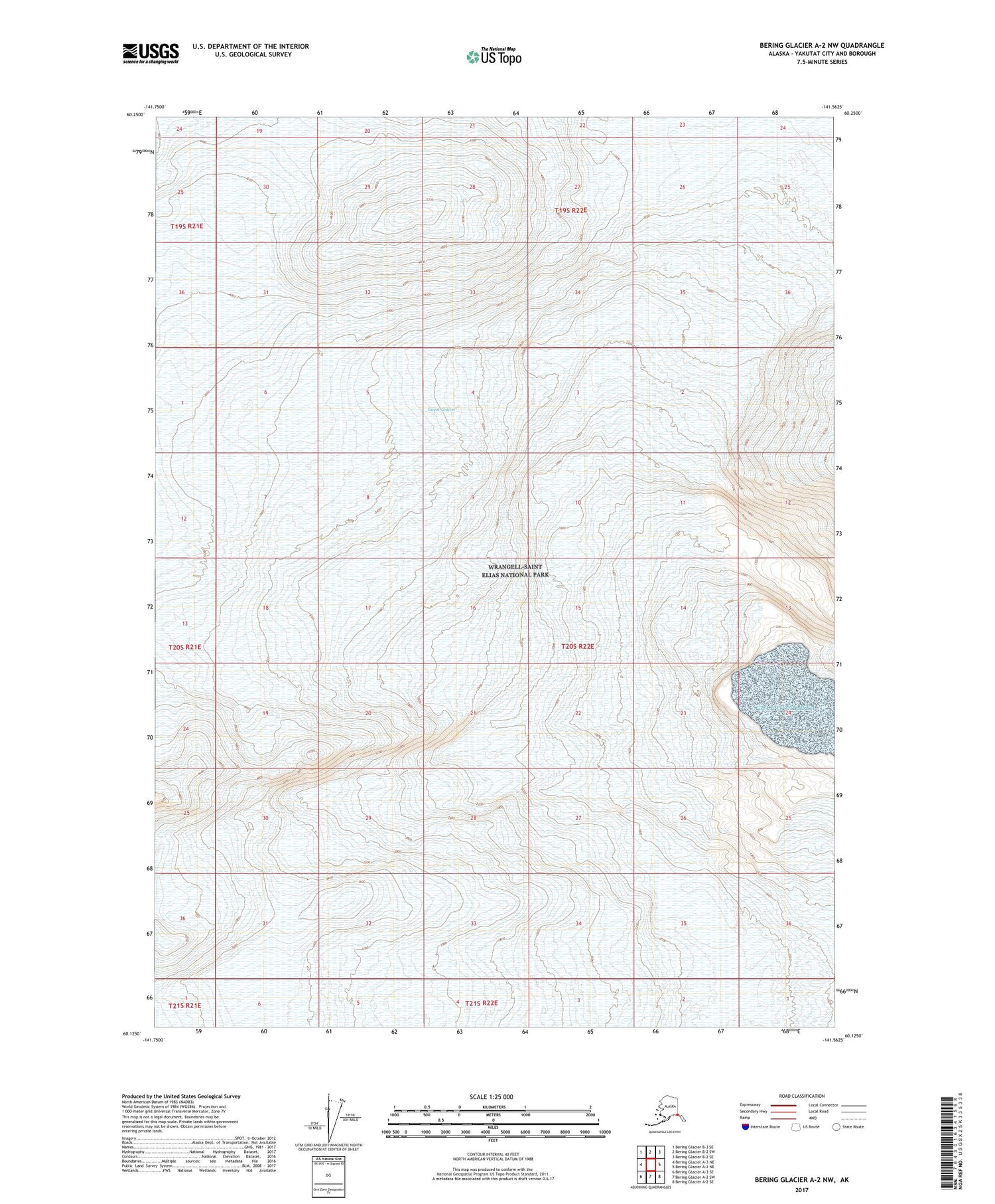 Bering Glacier A-2 NW Alaska US Topo Map Image