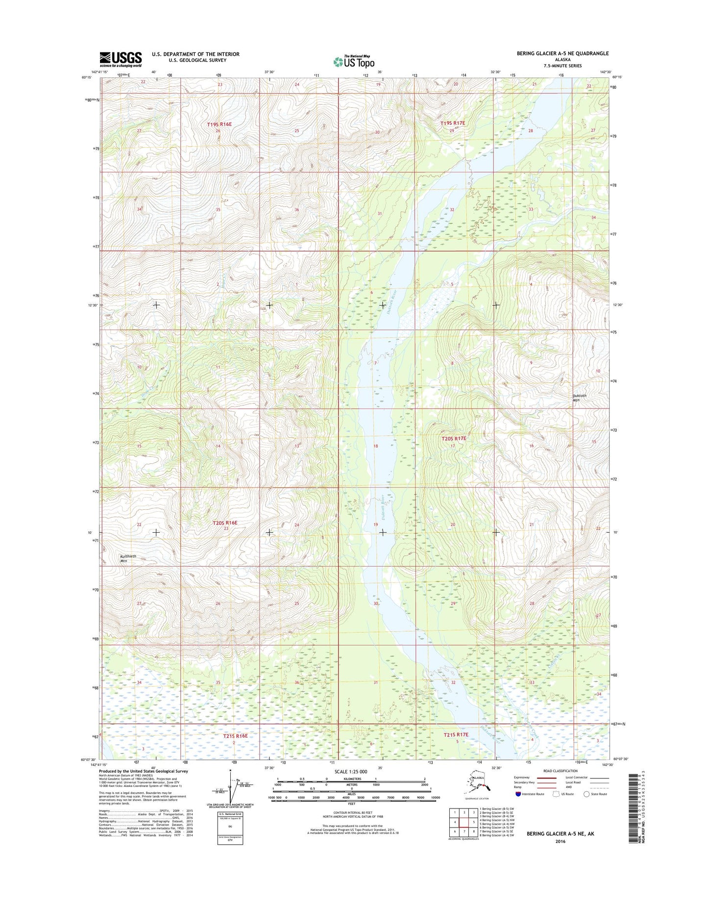 Bering Glacier A-5 NE Alaska US Topo Map Image