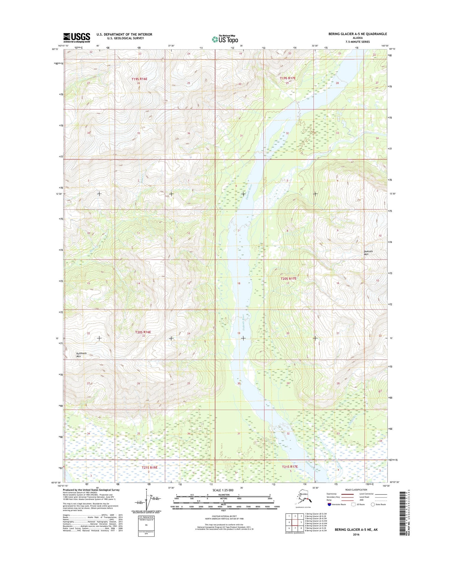 Bering Glacier A-5 NE Alaska US Topo Map Image