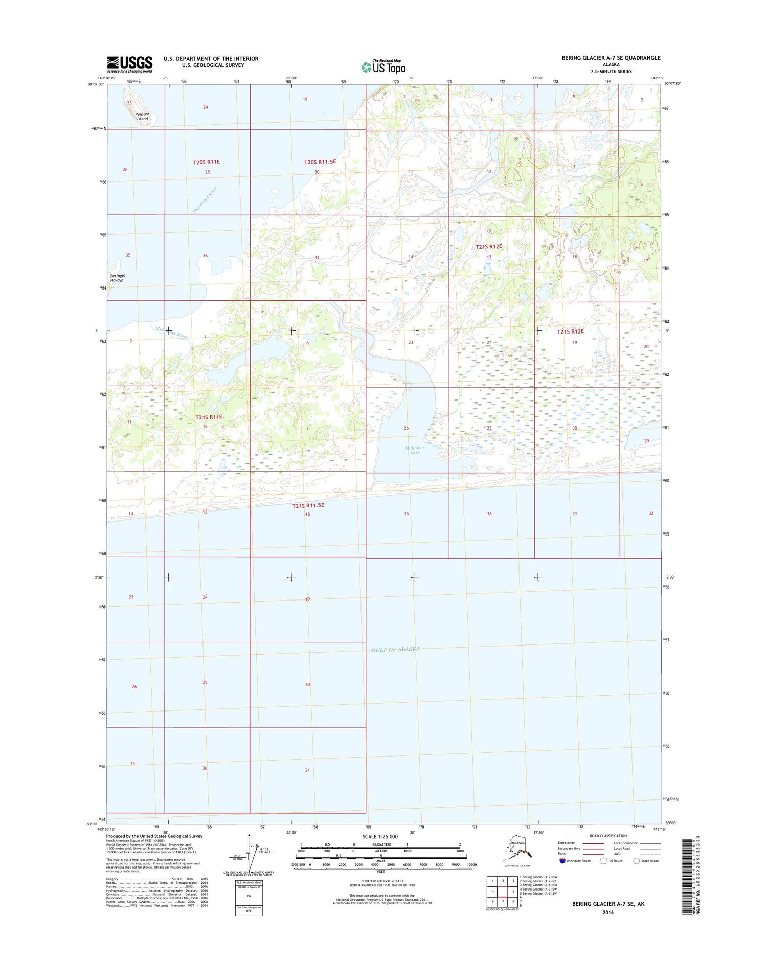 Bering Glacier A-7 SE Alaska US Topo Map Image