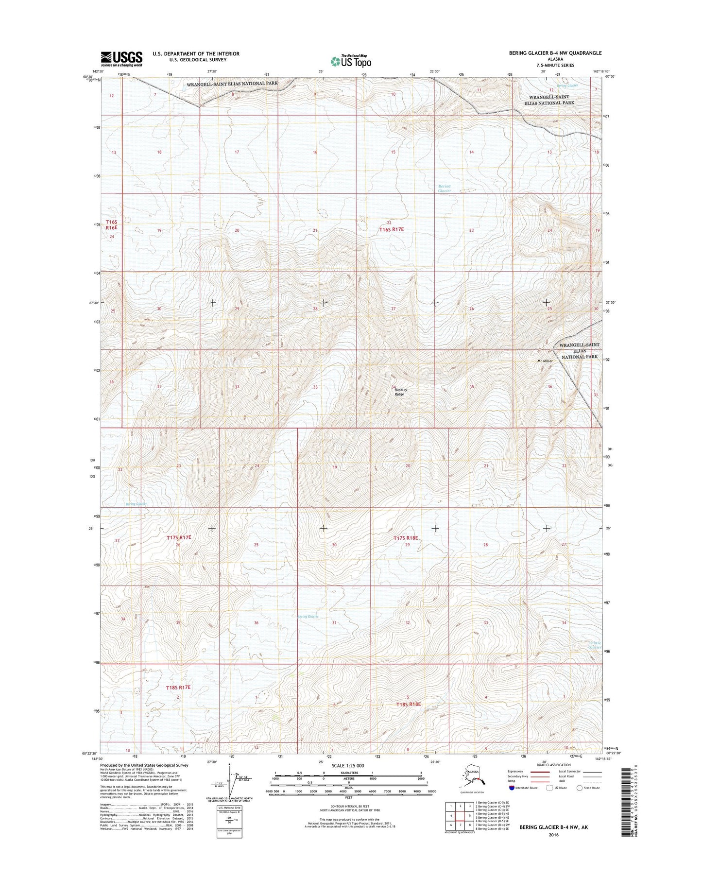 Bering Glacier B-4 NW Alaska US Topo Map Image
