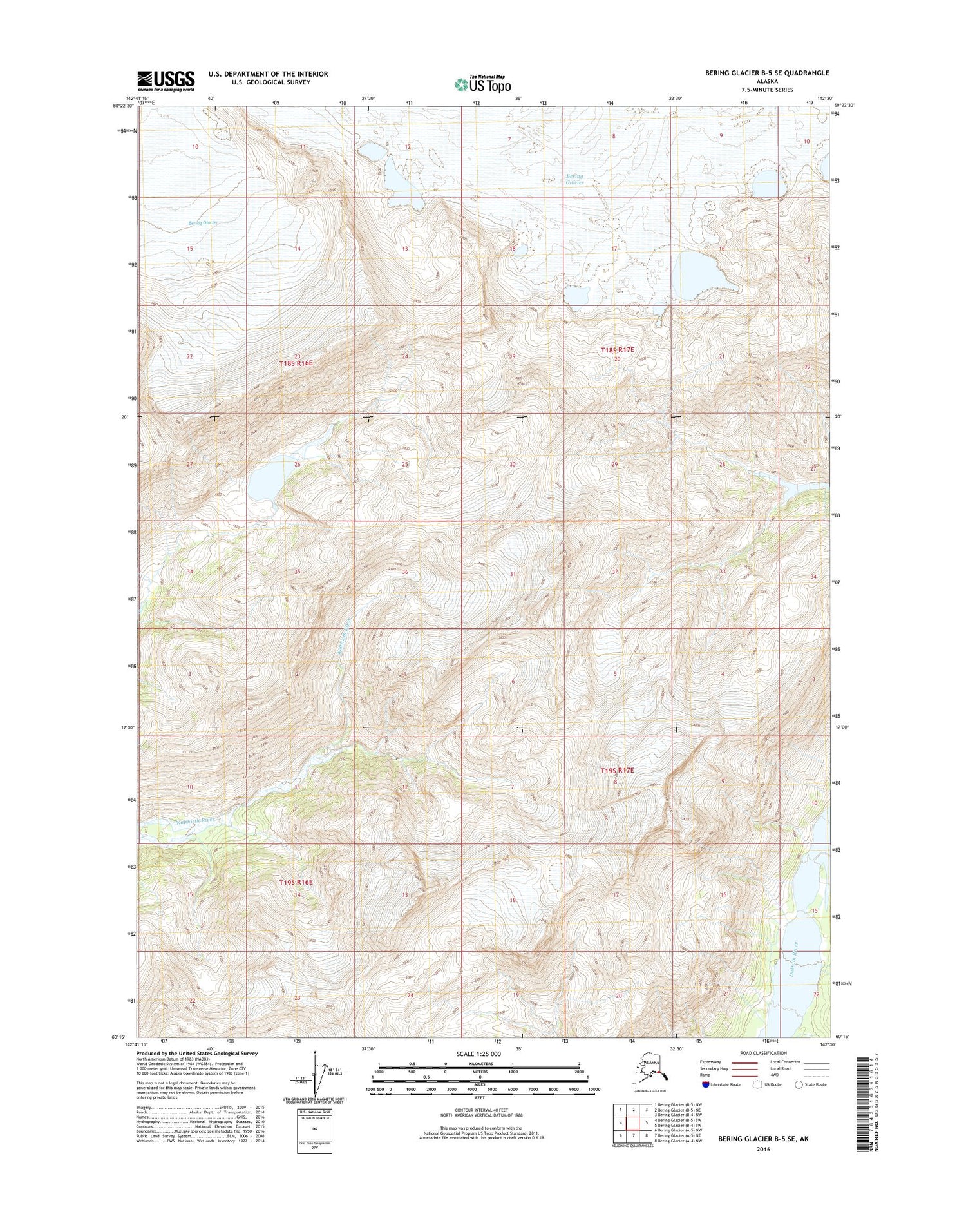 Bering Glacier B-5 SE Alaska US Topo Map Image
