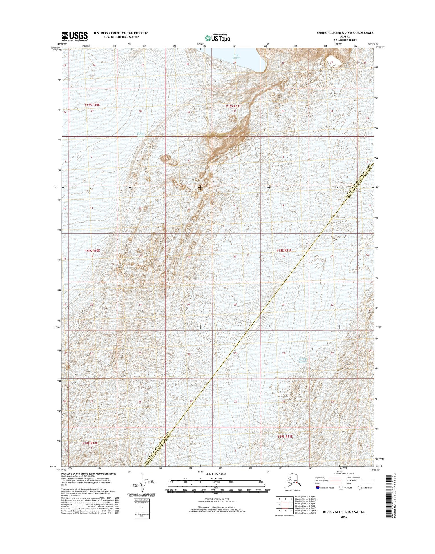 Bering Glacier B-7 SW Alaska US Topo Map Image