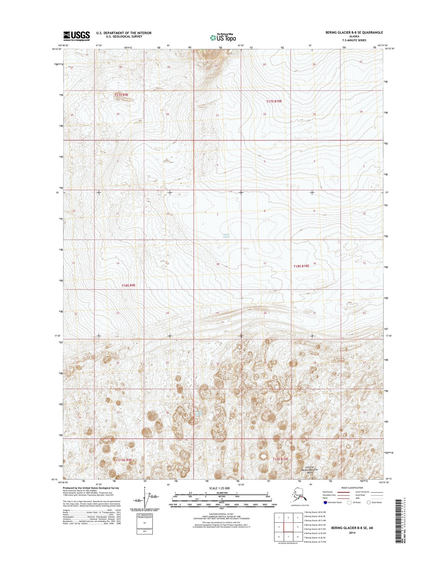 Bering Glacier B-8 SE Alaska US Topo Map Image