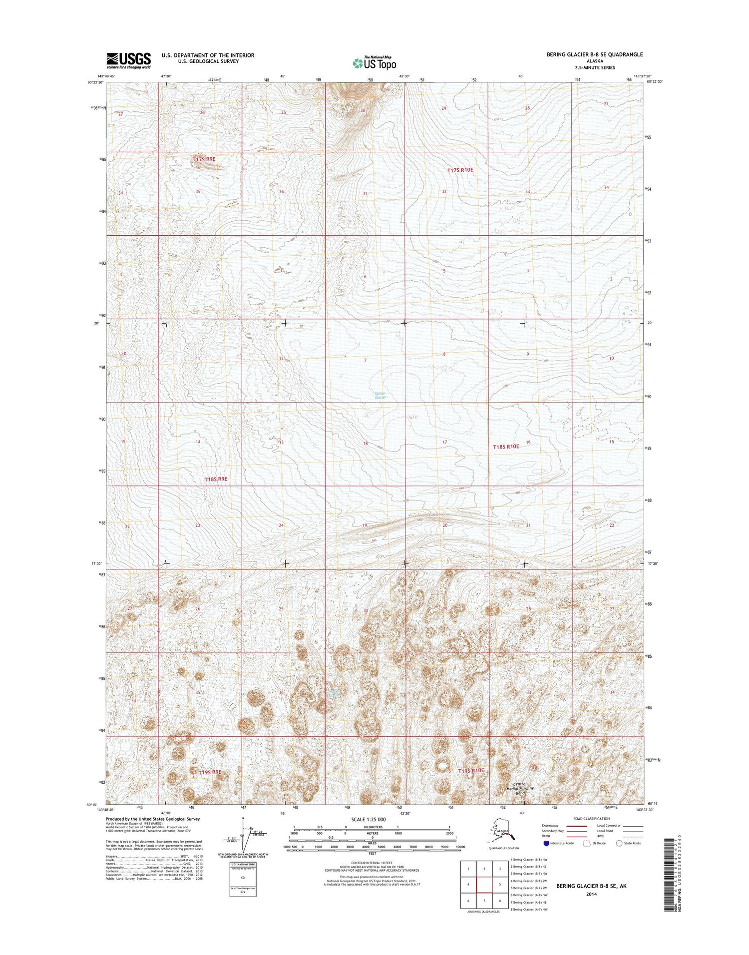 Bering Glacier B-8 SE Alaska US Topo Map Image