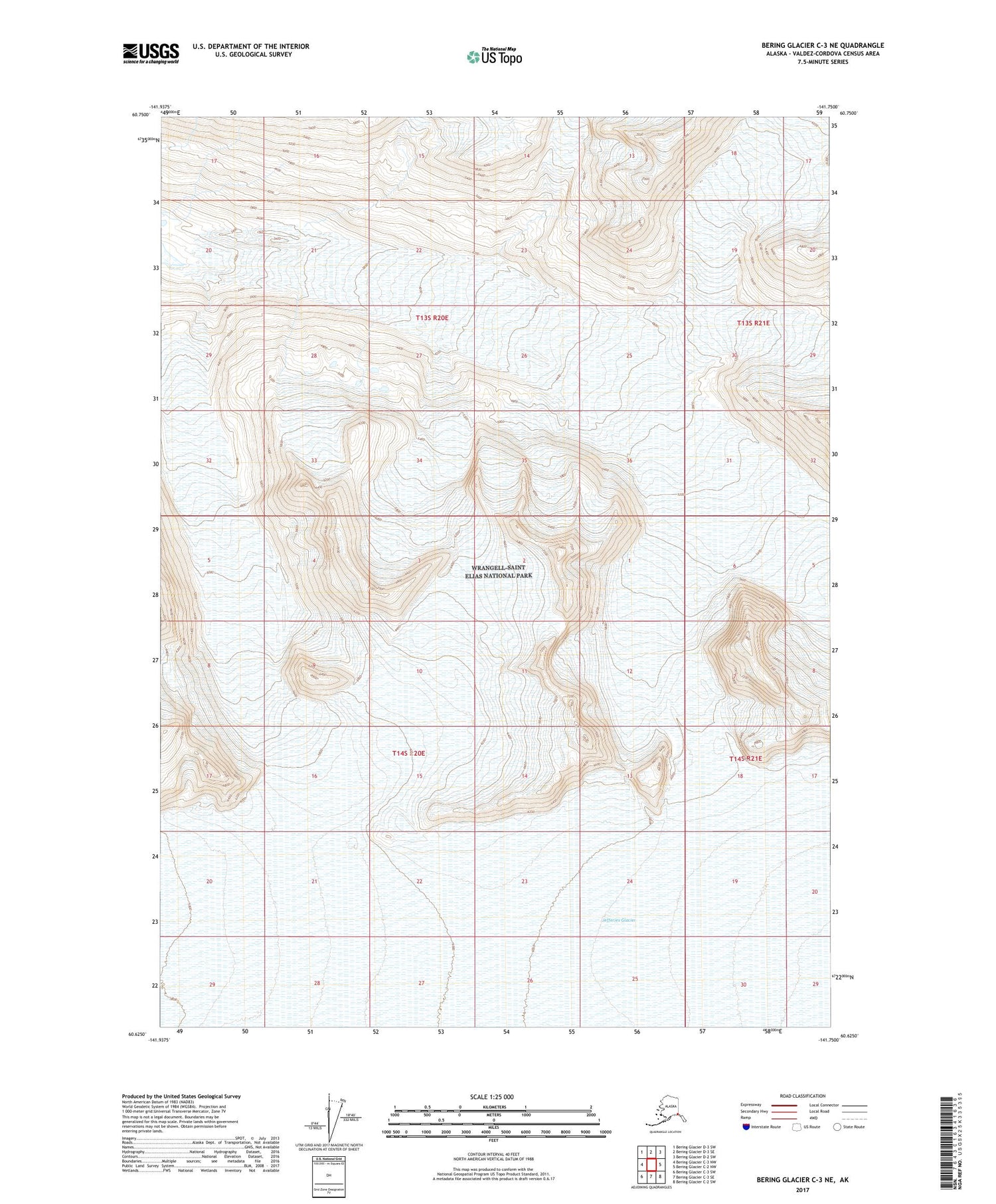 Bering Glacier C-3 NE Alaska US Topo Map Image