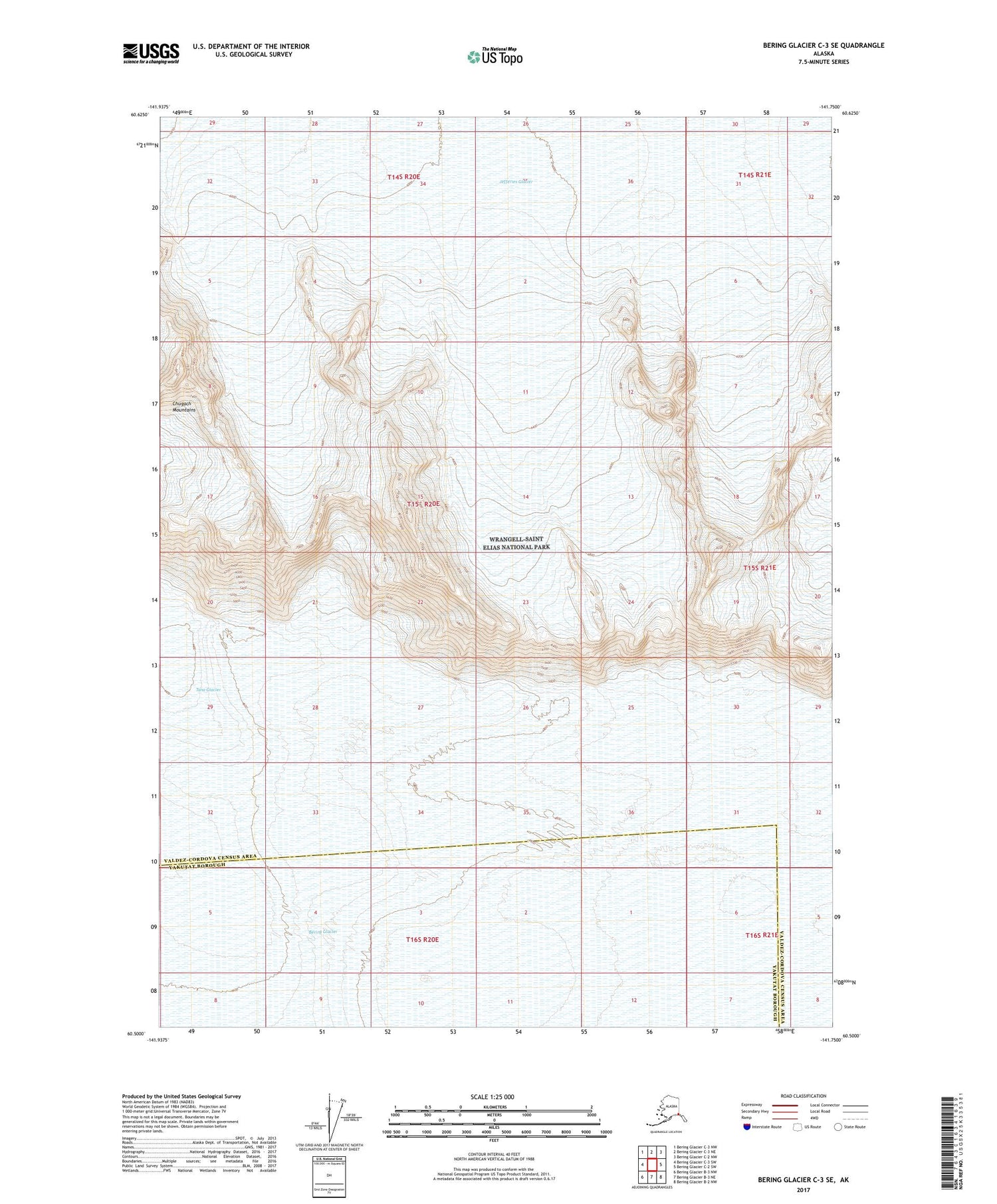 Bering Glacier C-3 SE Alaska US Topo Map Image
