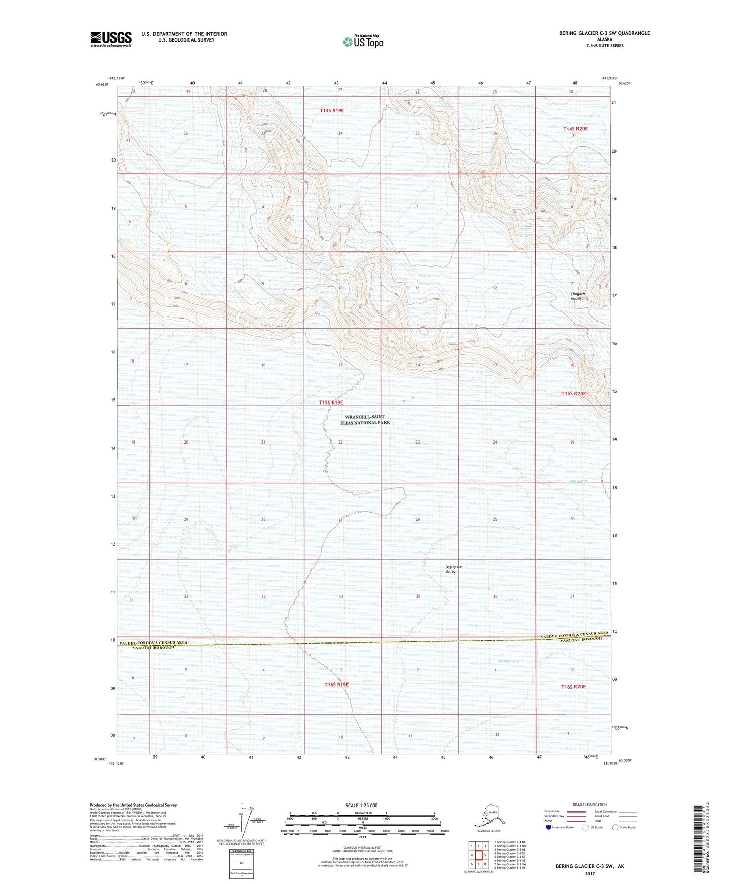 Bering Glacier C-3 SW Alaska US Topo Map Image