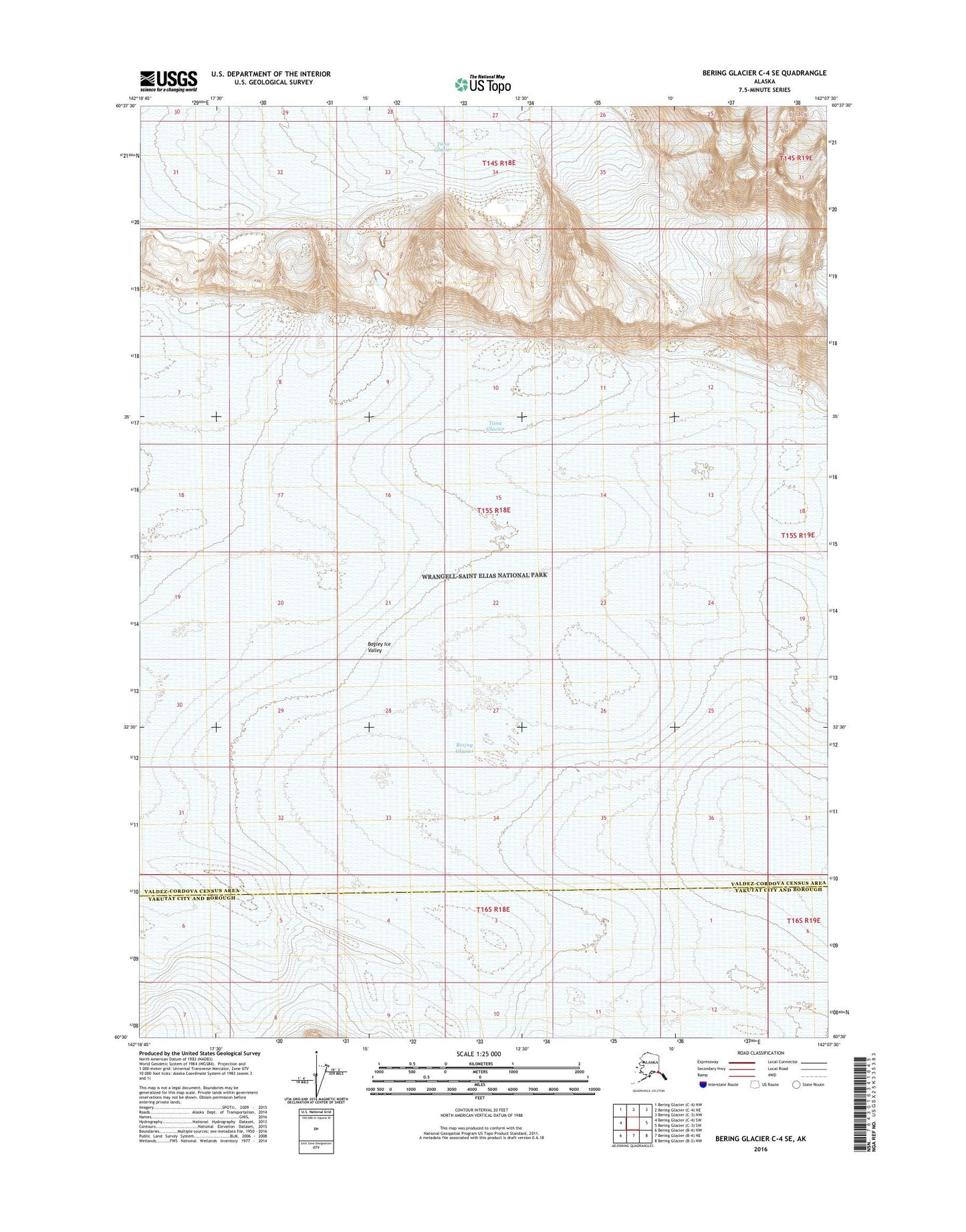 Bering Glacier C-4 SE Alaska US Topo Map Image