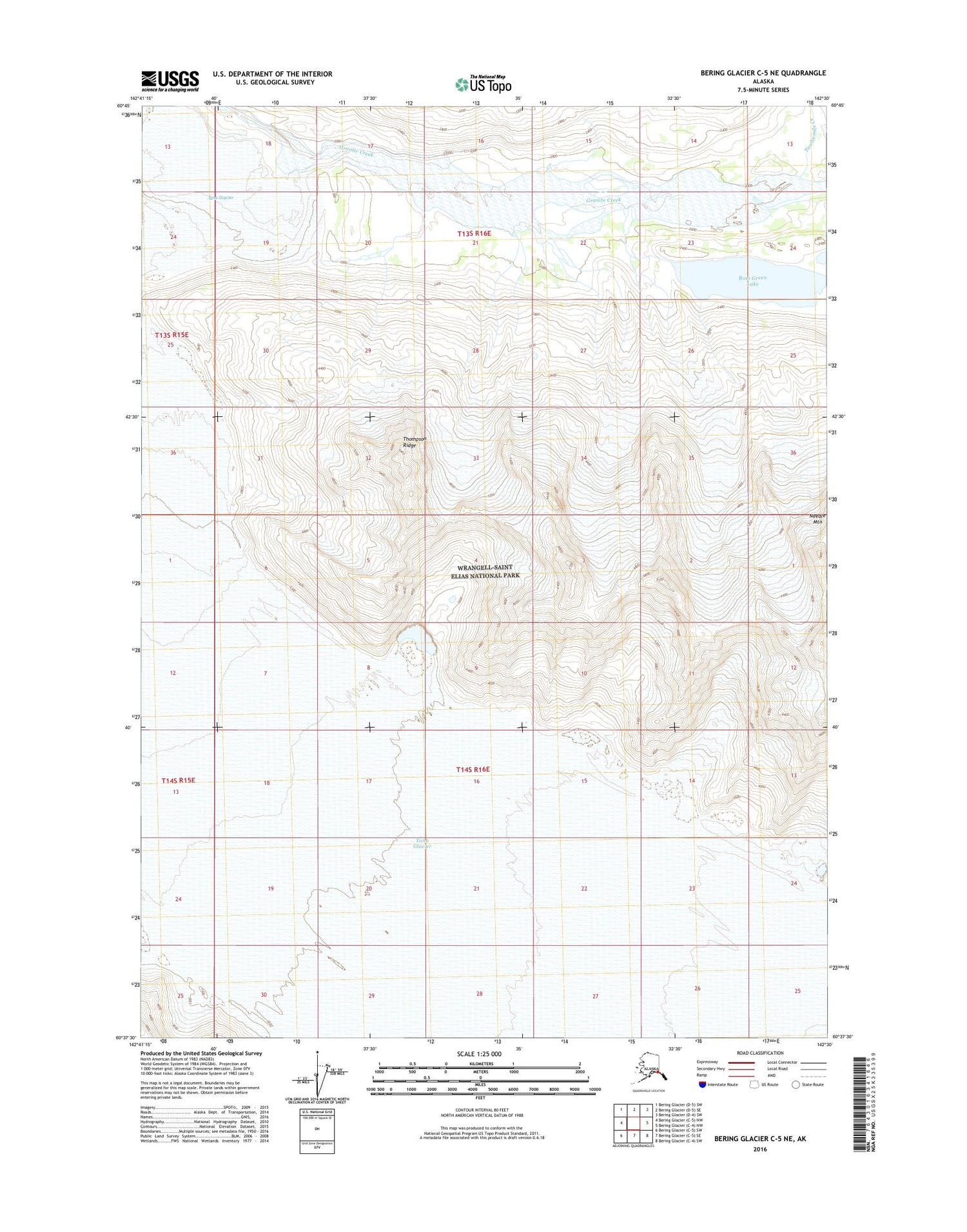 Bering Glacier C-5 NE Alaska US Topo Map Image