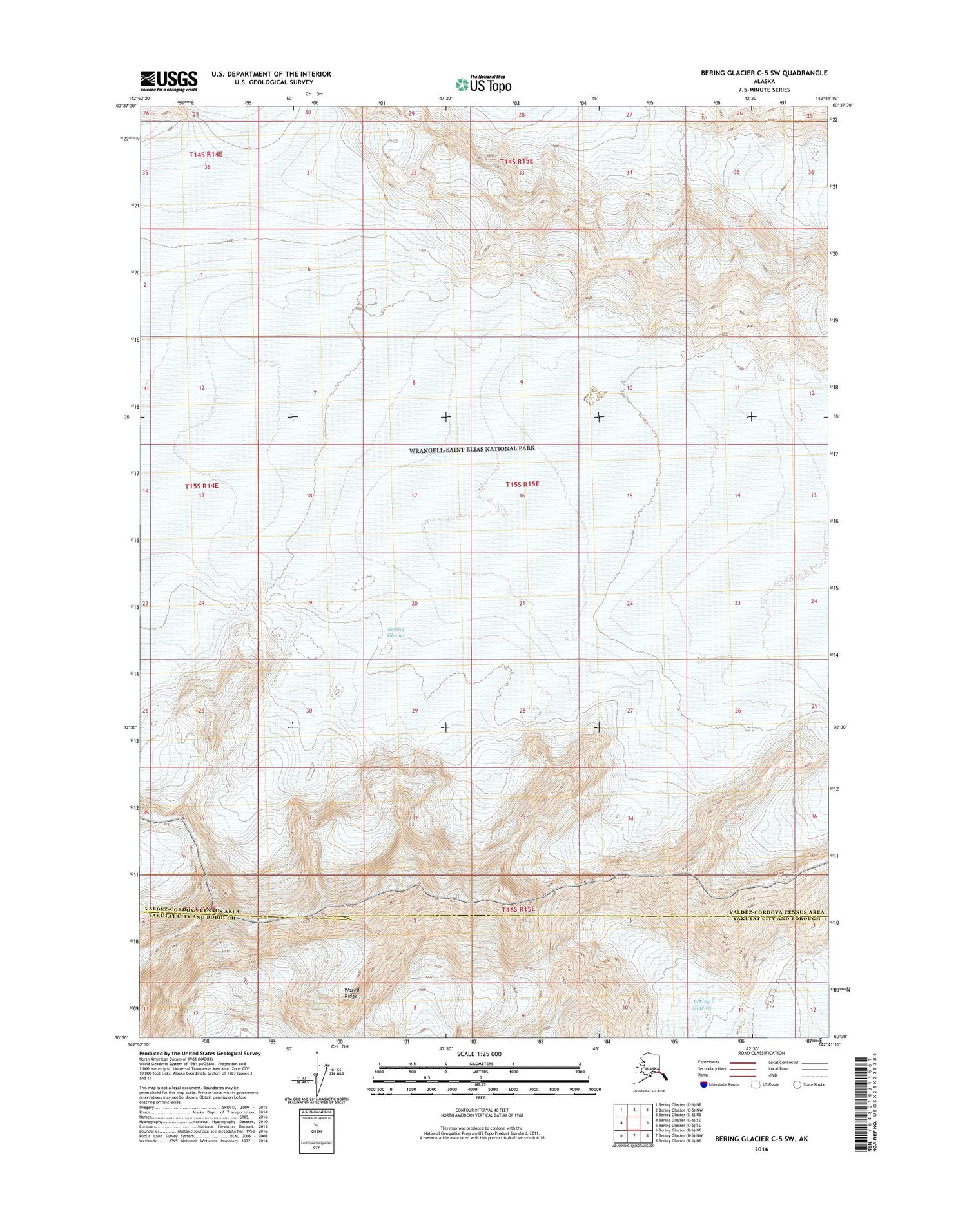 Bering Glacier C-5 SW Alaska US Topo Map Image