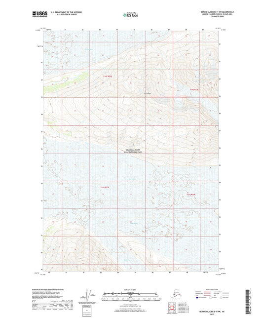Bering Glacier D-1 NW Alaska US Topo Map Image