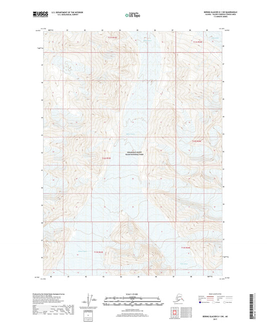 Bering Glacier D-1 SW Alaska US Topo Map Image