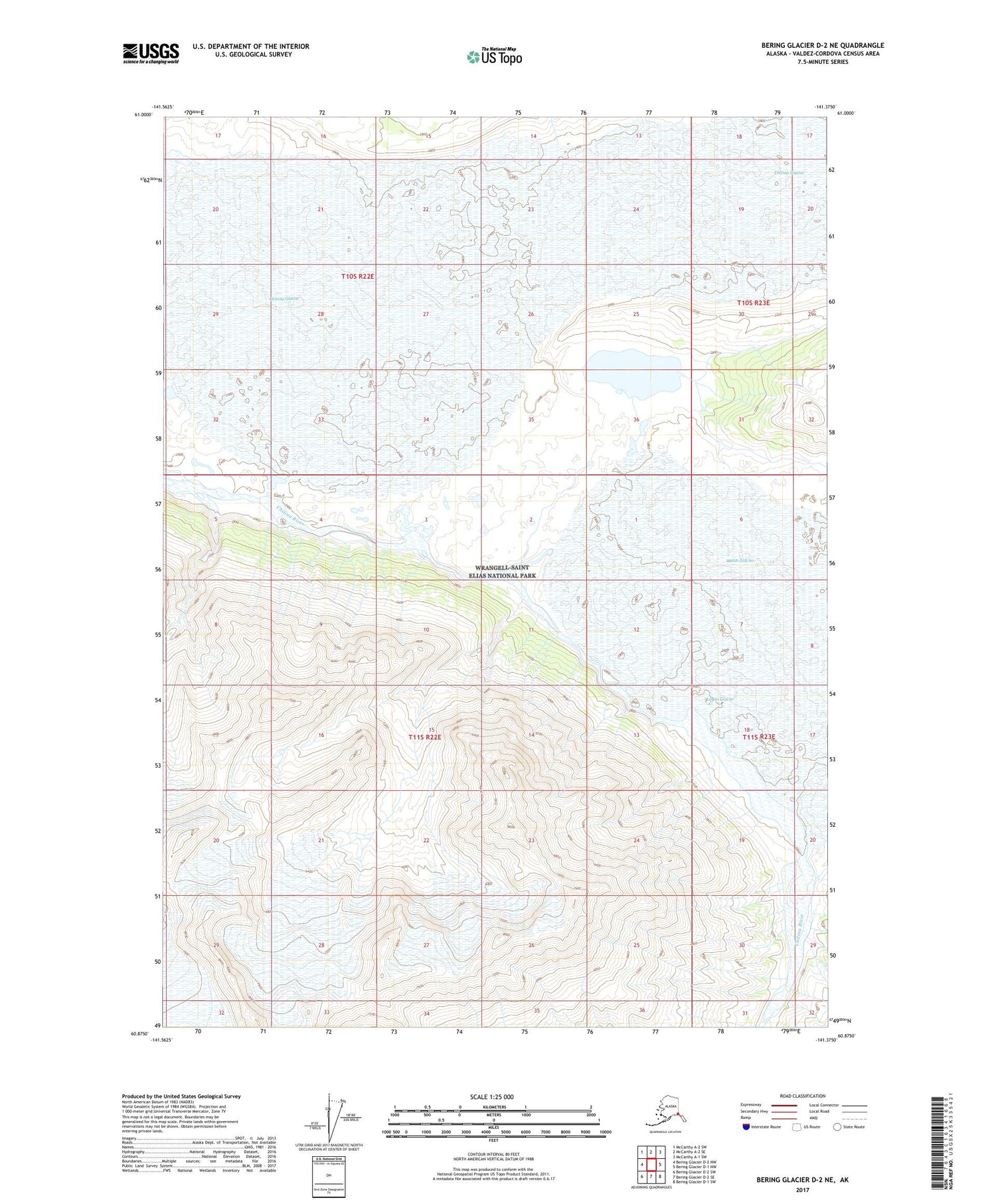 Bering Glacier D-2 NE Alaska US Topo Map Image