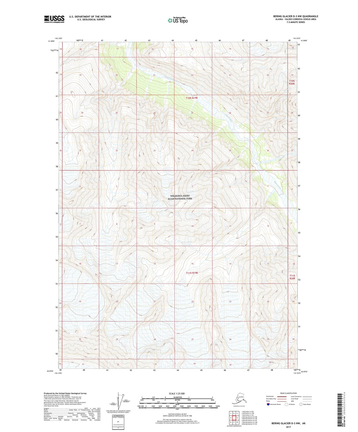 Bering Glacier D-3 NW Alaska US Topo Map Image
