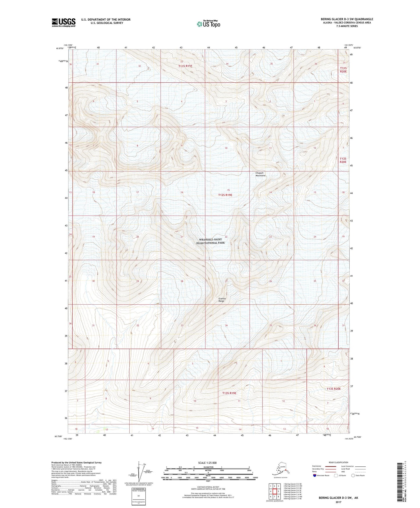 Bering Glacier D-3 SW Alaska US Topo Map Image