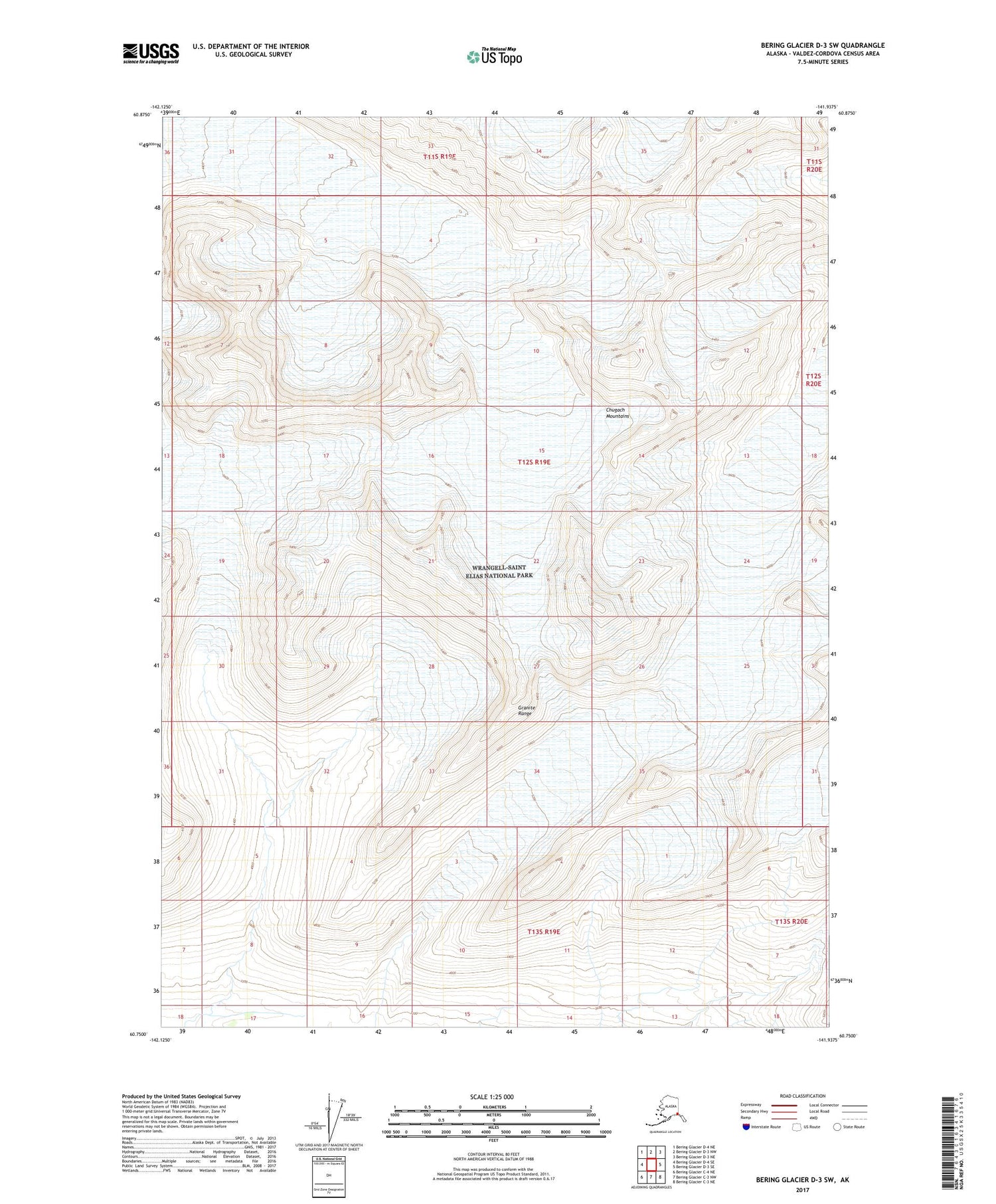 Bering Glacier D-3 SW Alaska US Topo Map Image