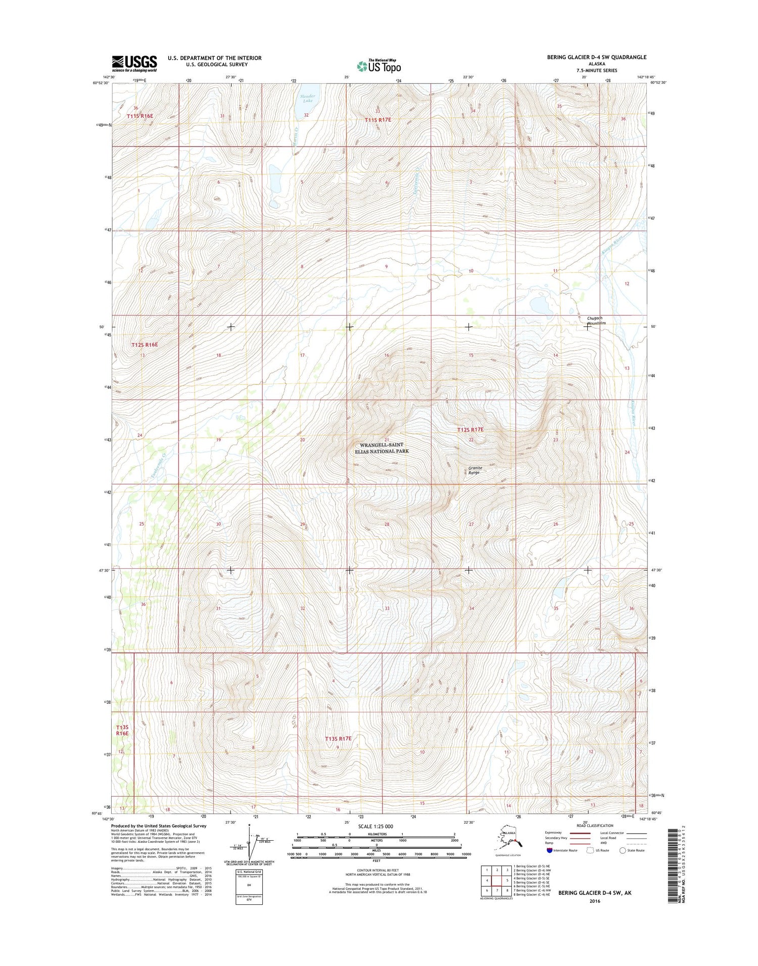 Bering Glacier D-4 SW Alaska US Topo Map Image