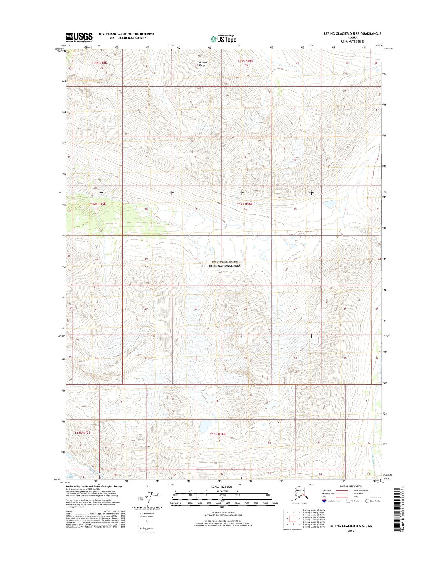 Bering Glacier D-5 SE Alaska US Topo Map Image