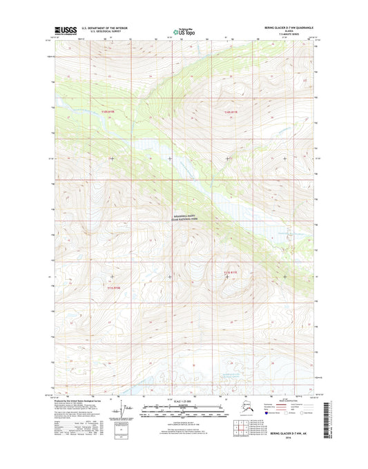 Bering Glacier D-7 NW Alaska US Topo Map Image