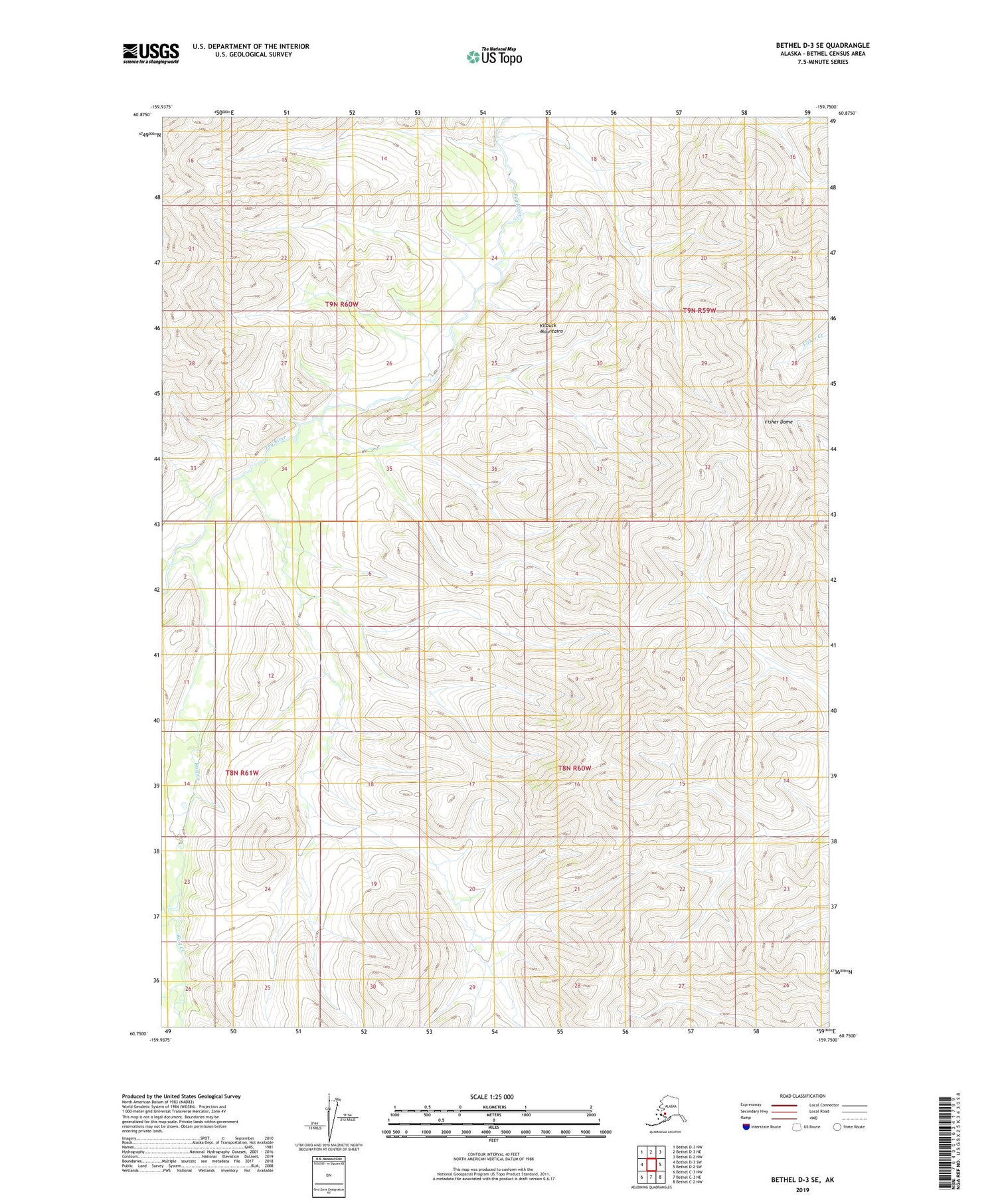 Bethel D-3 SE Alaska US Topo Map Image