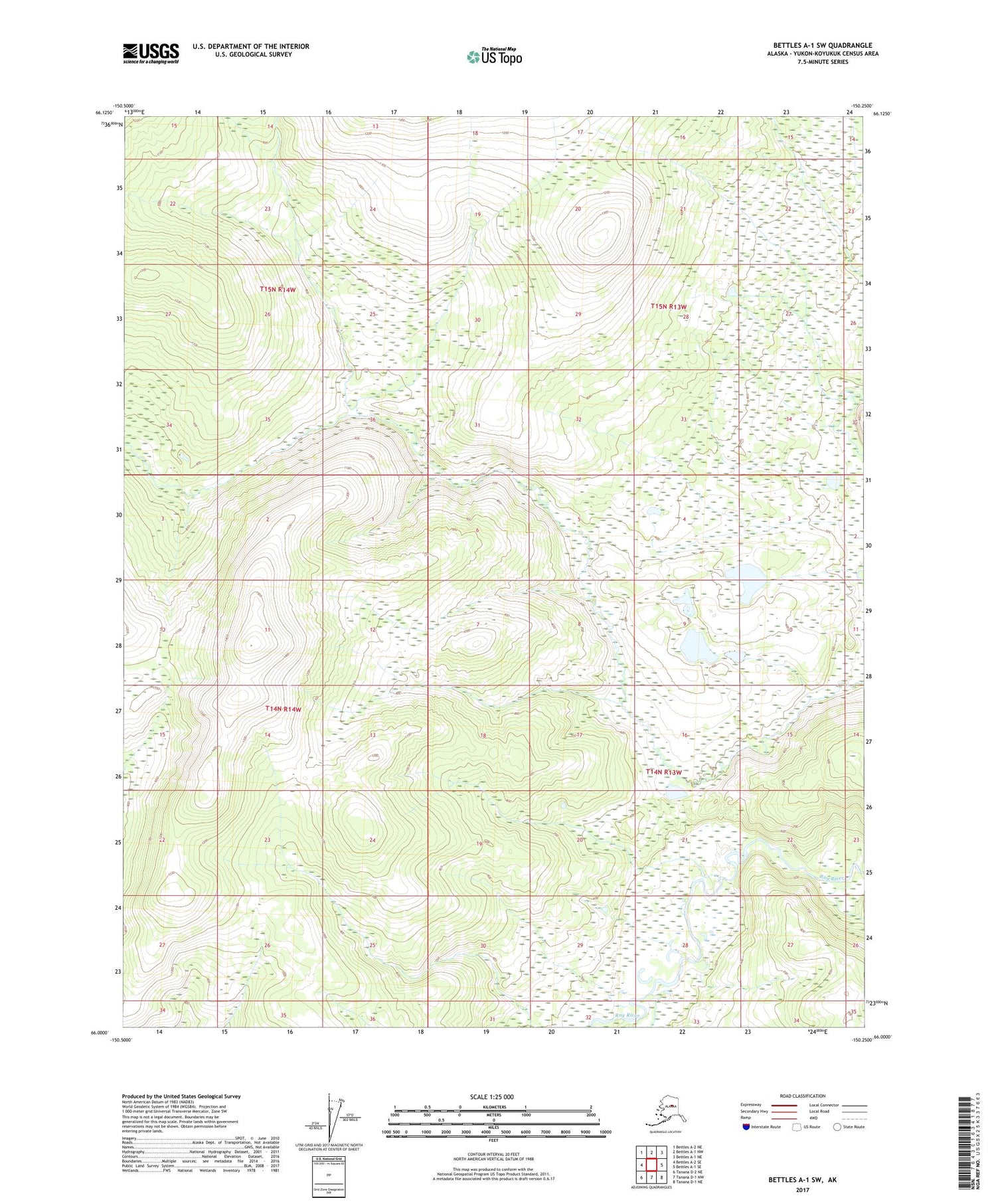 Bettles A-1 SW Alaska US Topo Map Image