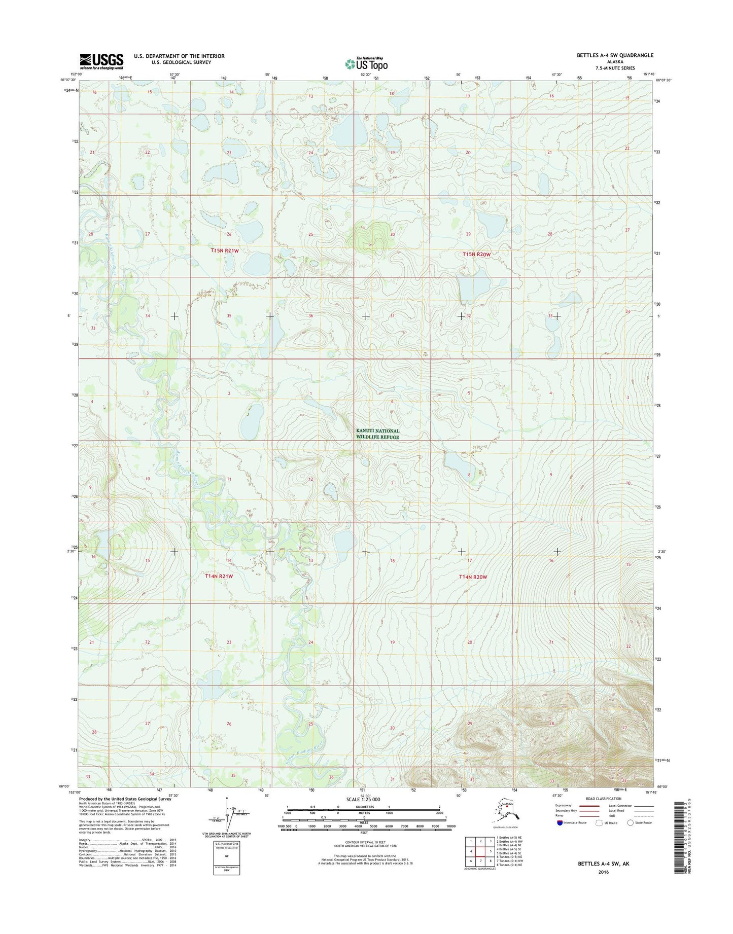 Bettles A-4 SW Alaska US Topo Map Image