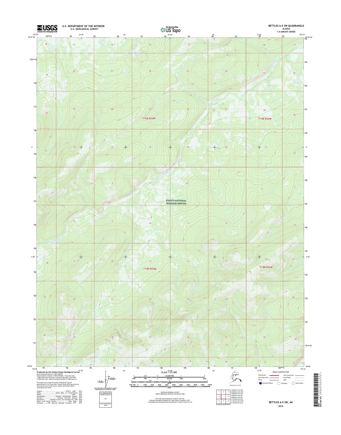 Bettles A-5 SW Alaska US Topo Map Image