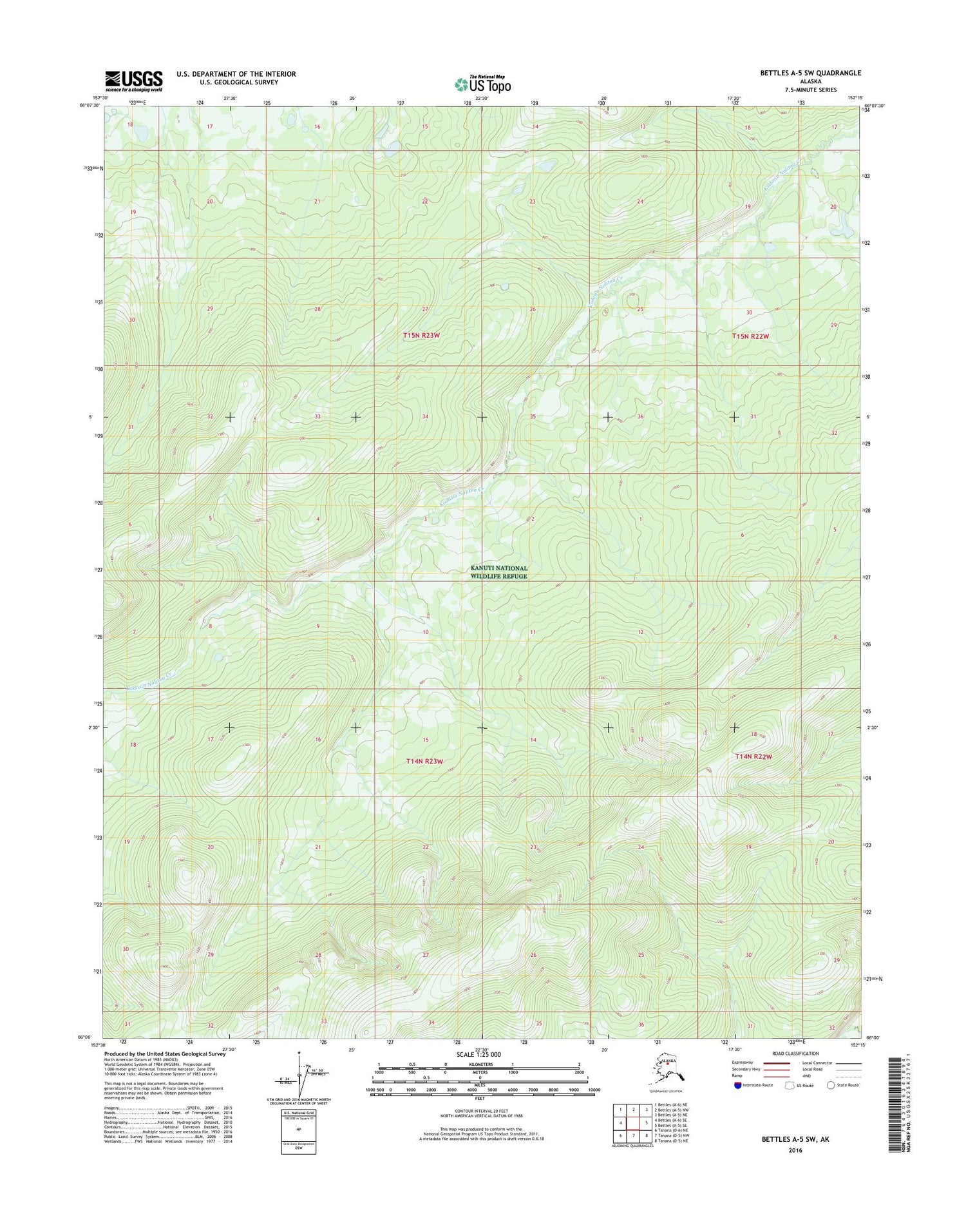 Bettles A-5 SW Alaska US Topo Map Image