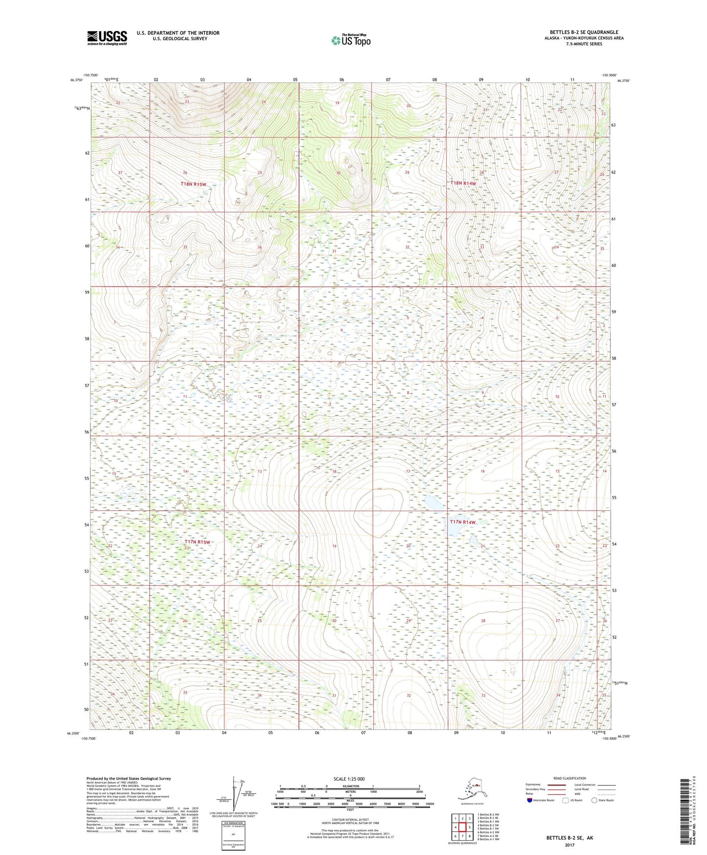 Bettles B-2 SE Alaska US Topo Map Image