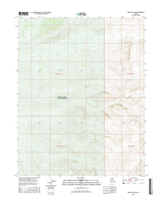 Bettles B-3 NE Alaska US Topo Map Image
