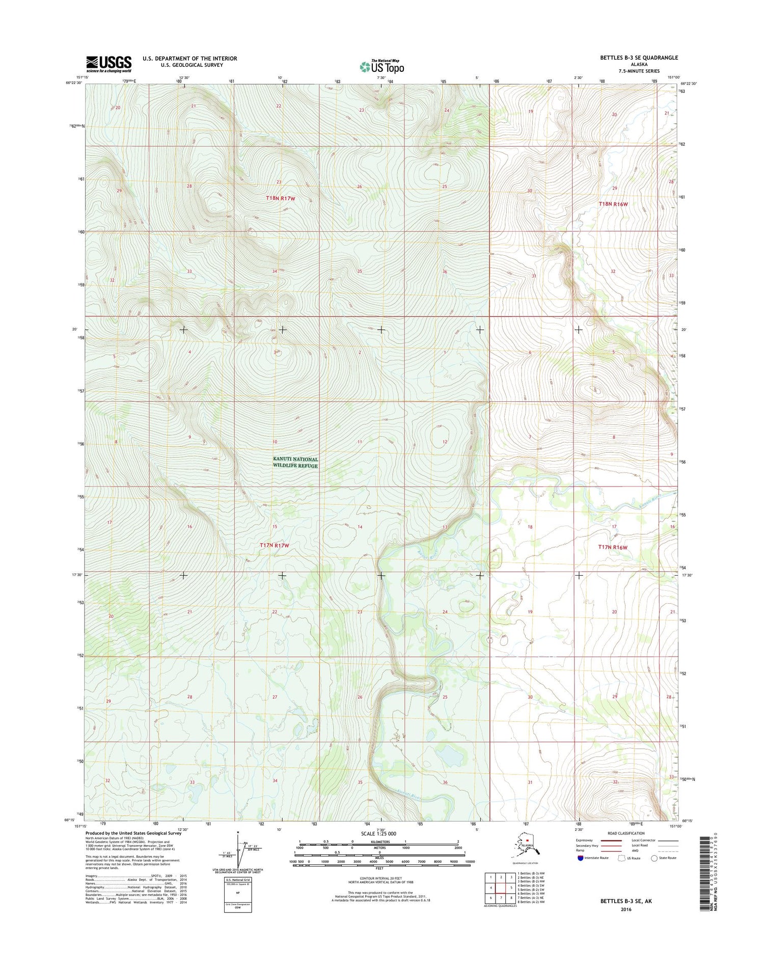 Bettles B-3 SE Alaska US Topo Map Image