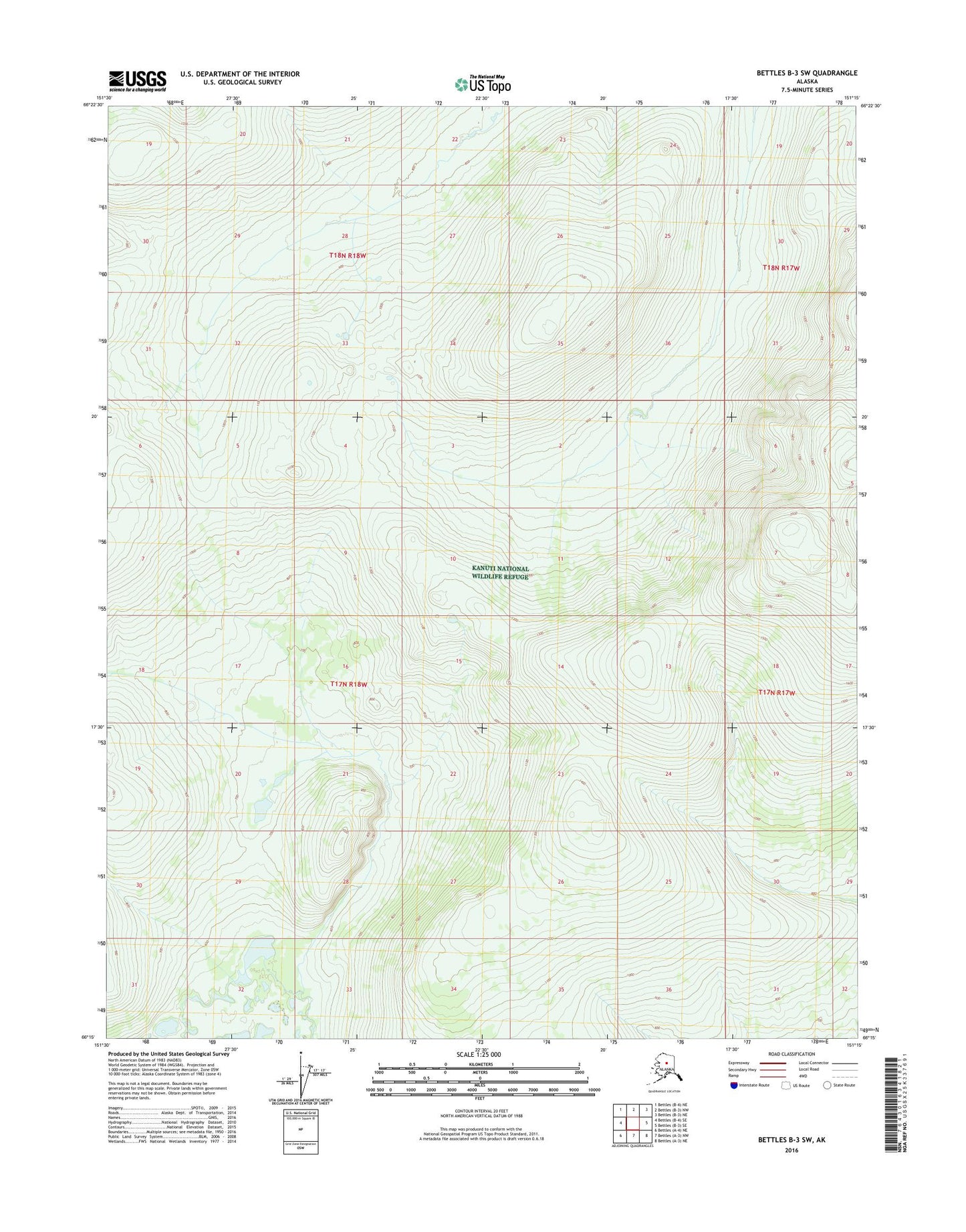 Bettles B-3 SW Alaska US Topo Map Image