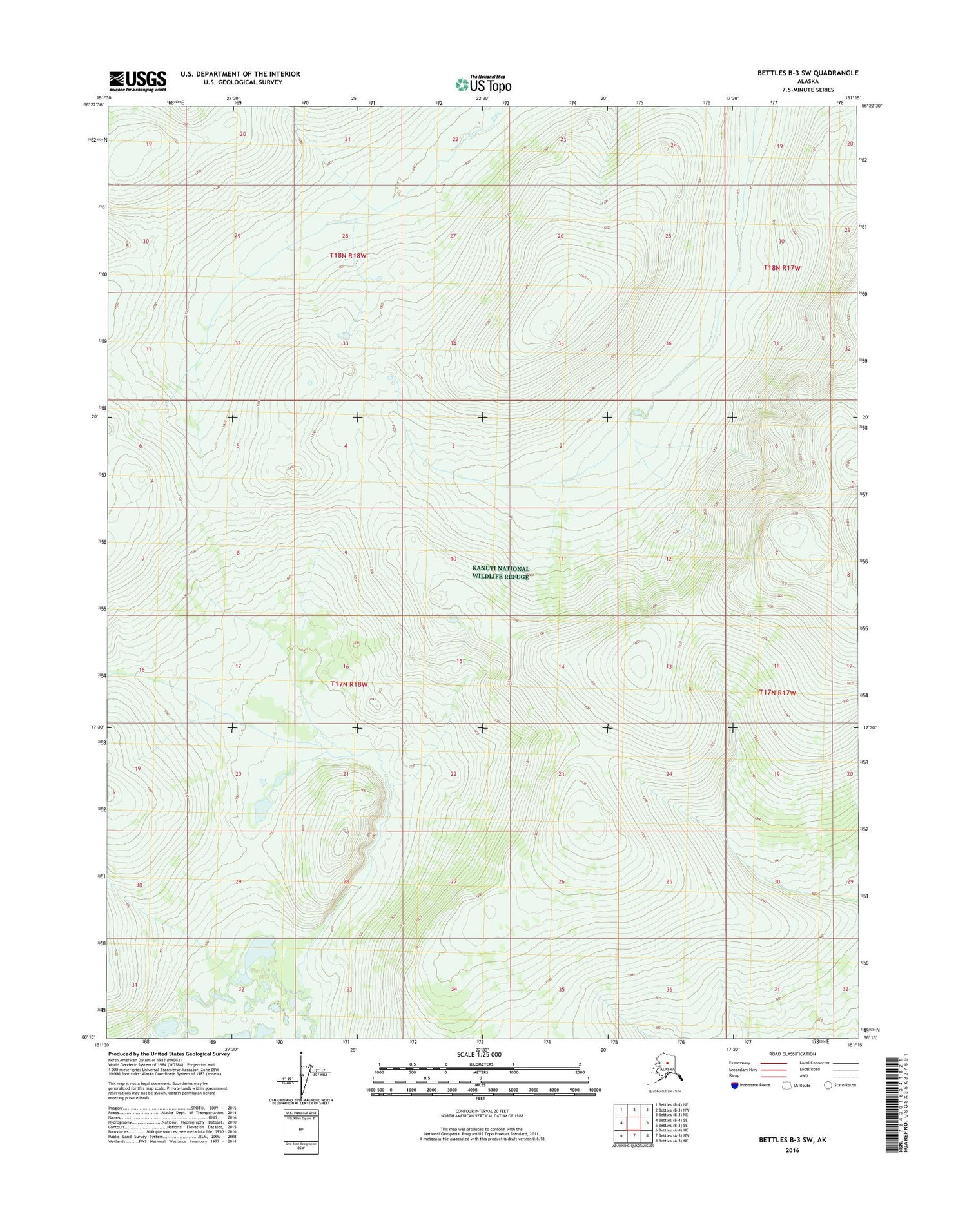 Bettles B-3 SW Alaska US Topo Map Image