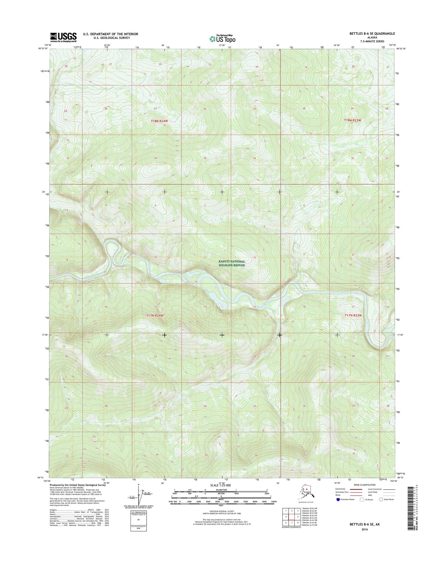 Bettles B-6 SE Alaska US Topo Map Image