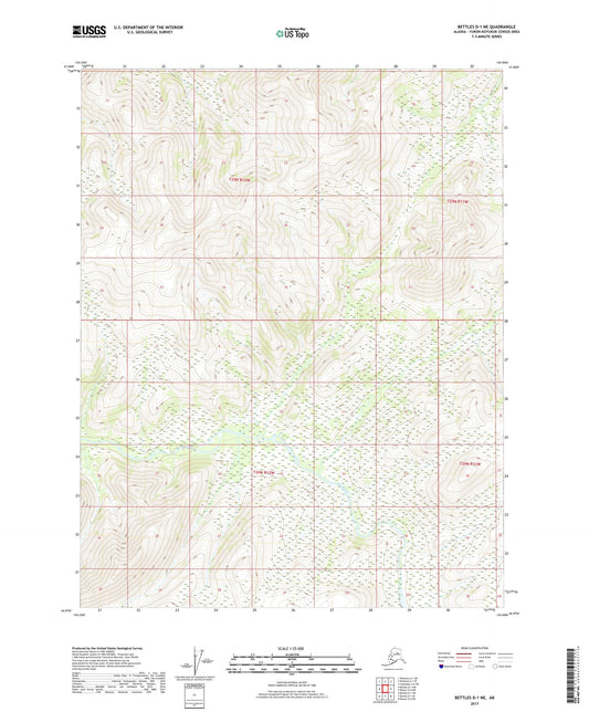 Bettles D-1 NE Alaska US Topo Map Image