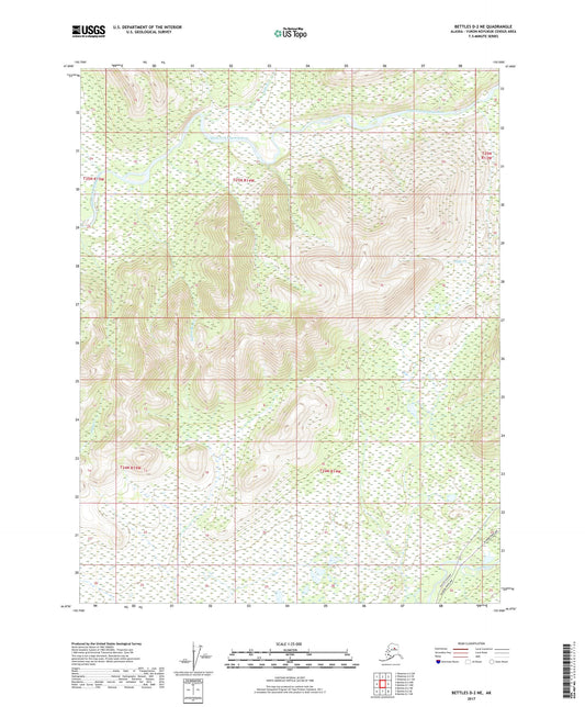 Bettles D-2 NE Alaska US Topo Map Image