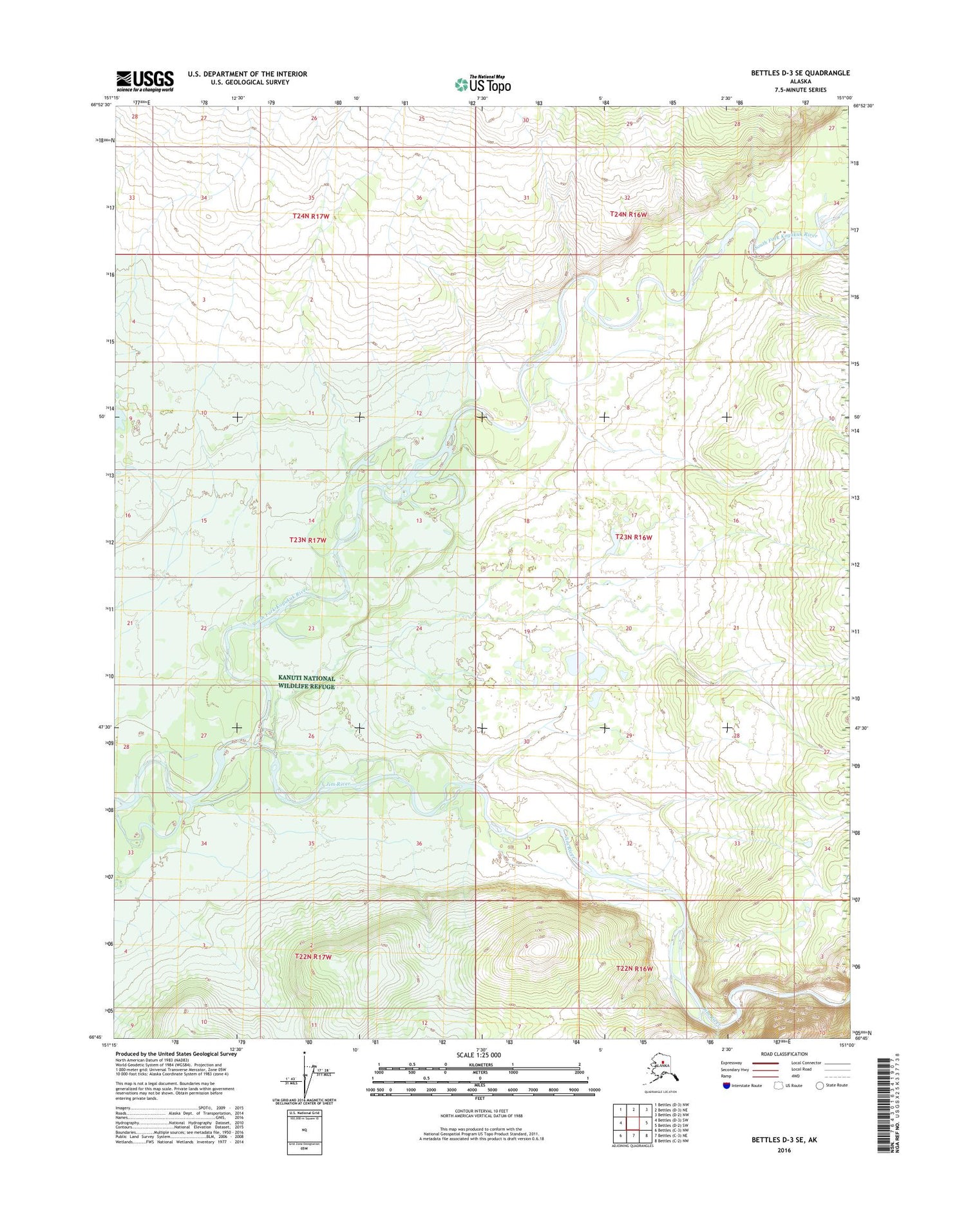 Bettles D-3 SE Alaska US Topo Map Image