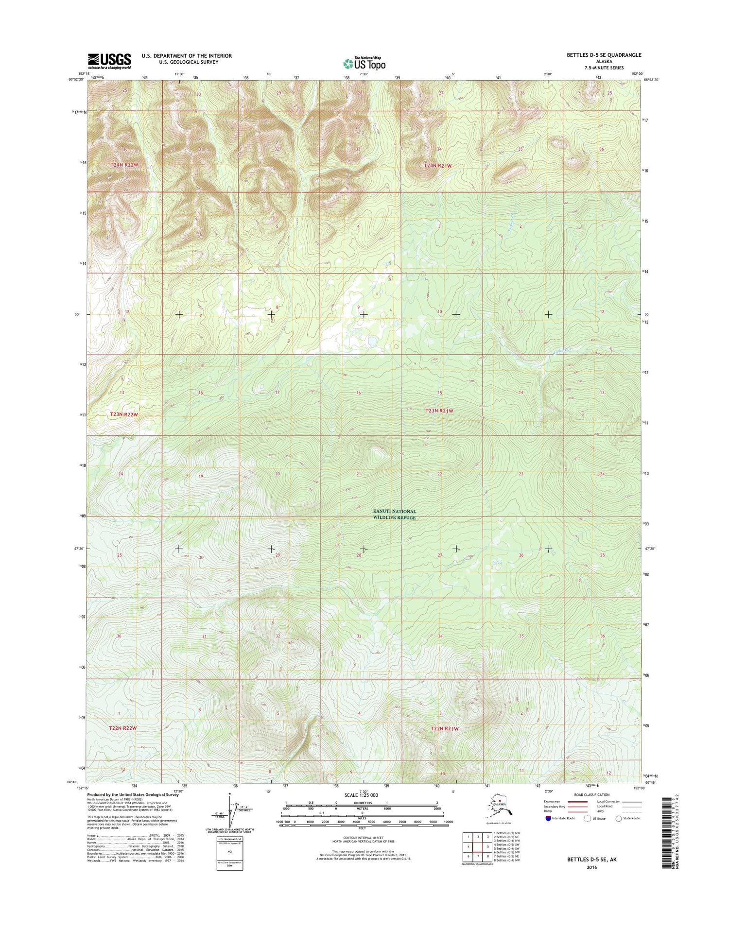 Bettles D-5 SE Alaska US Topo Map Image