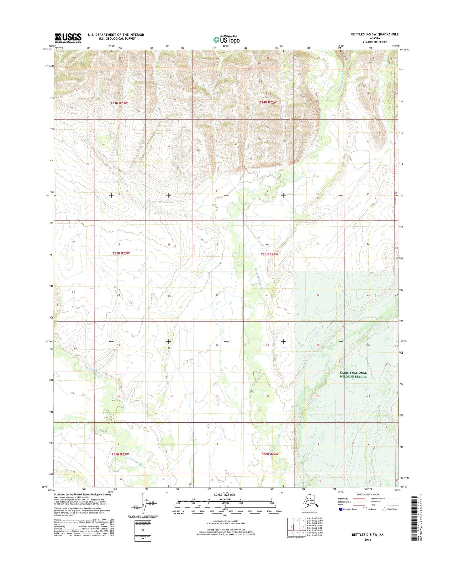 Bettles D-5 SW Alaska US Topo Map Image