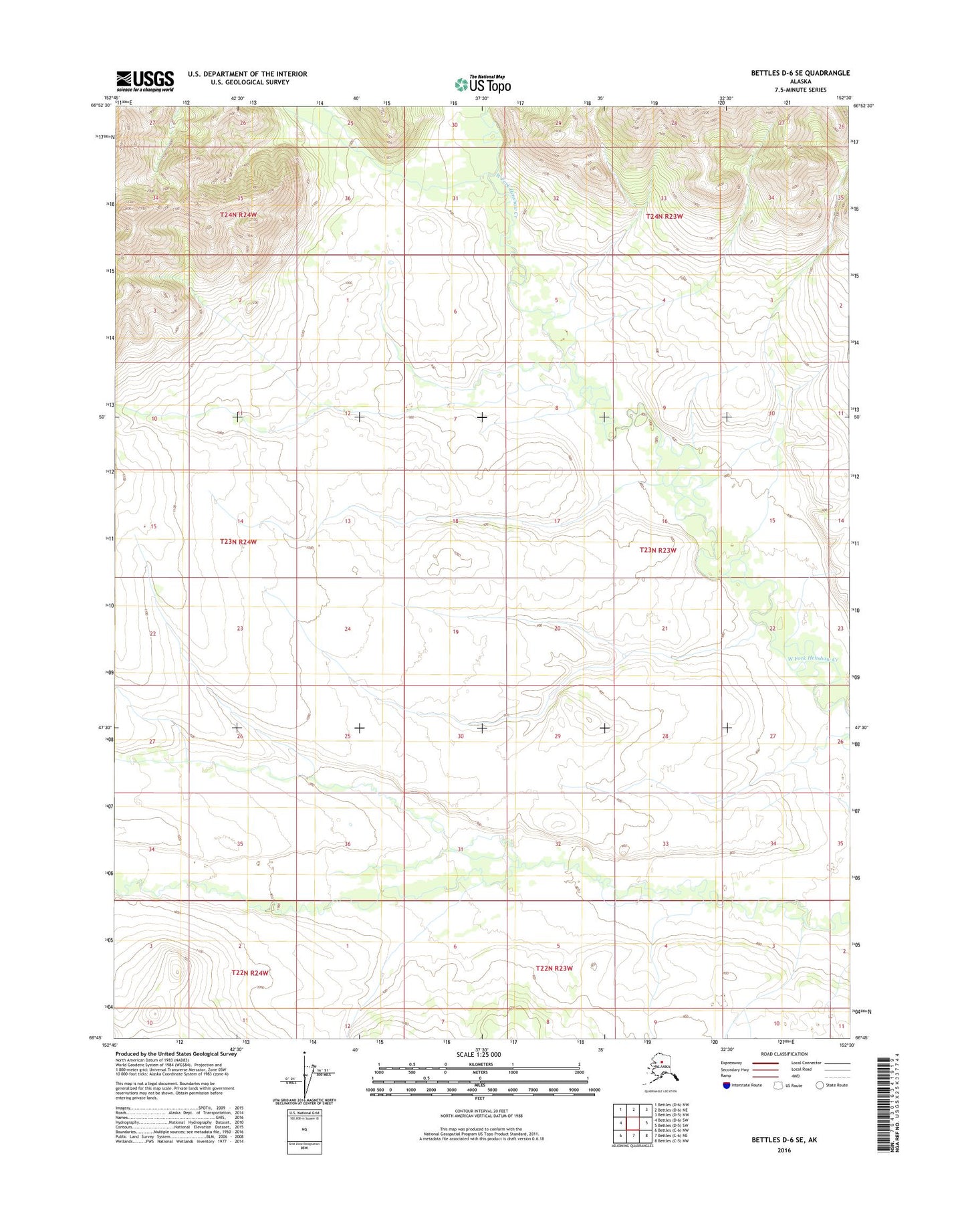 Bettles D-6 SE Alaska US Topo Map Image