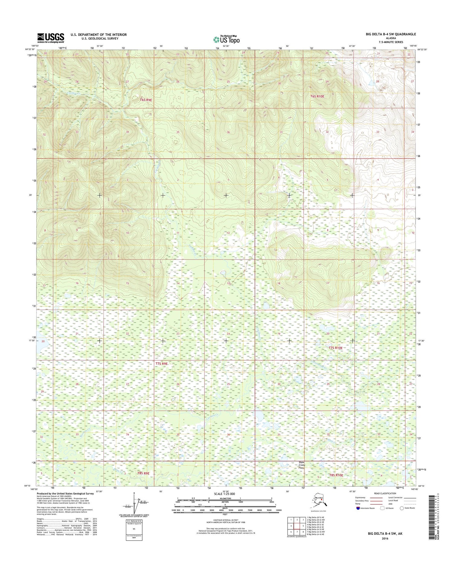 Big Delta B-4 SW Alaska US Topo Map Image