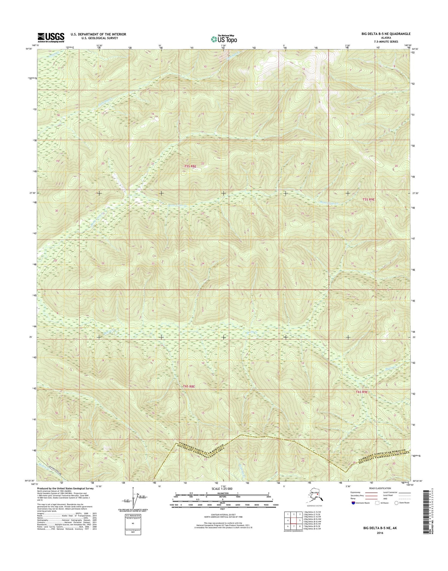 Big Delta B-5 NE Alaska US Topo Map Image