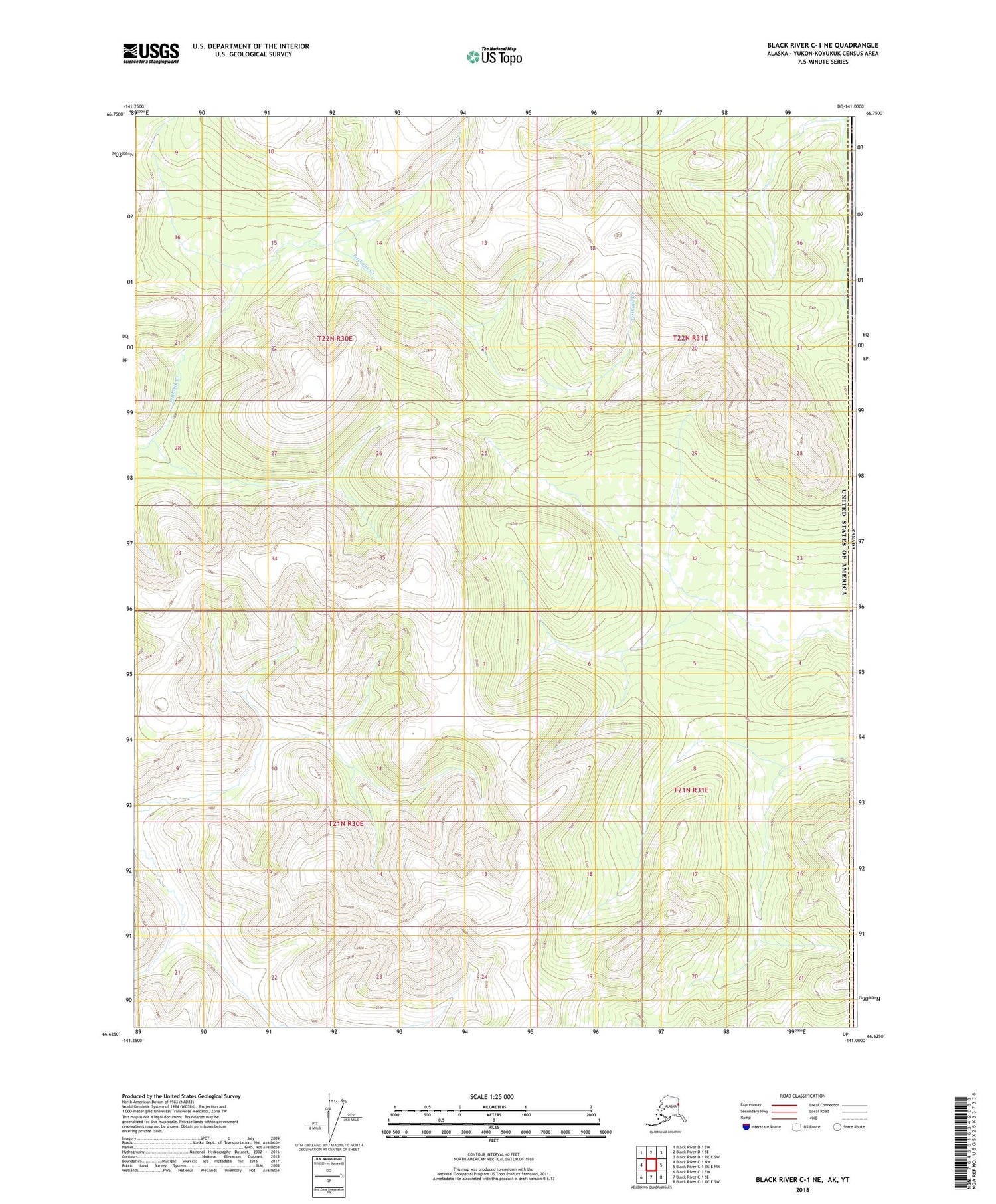 Black River C-1 NE Alaska US Topo Map Image