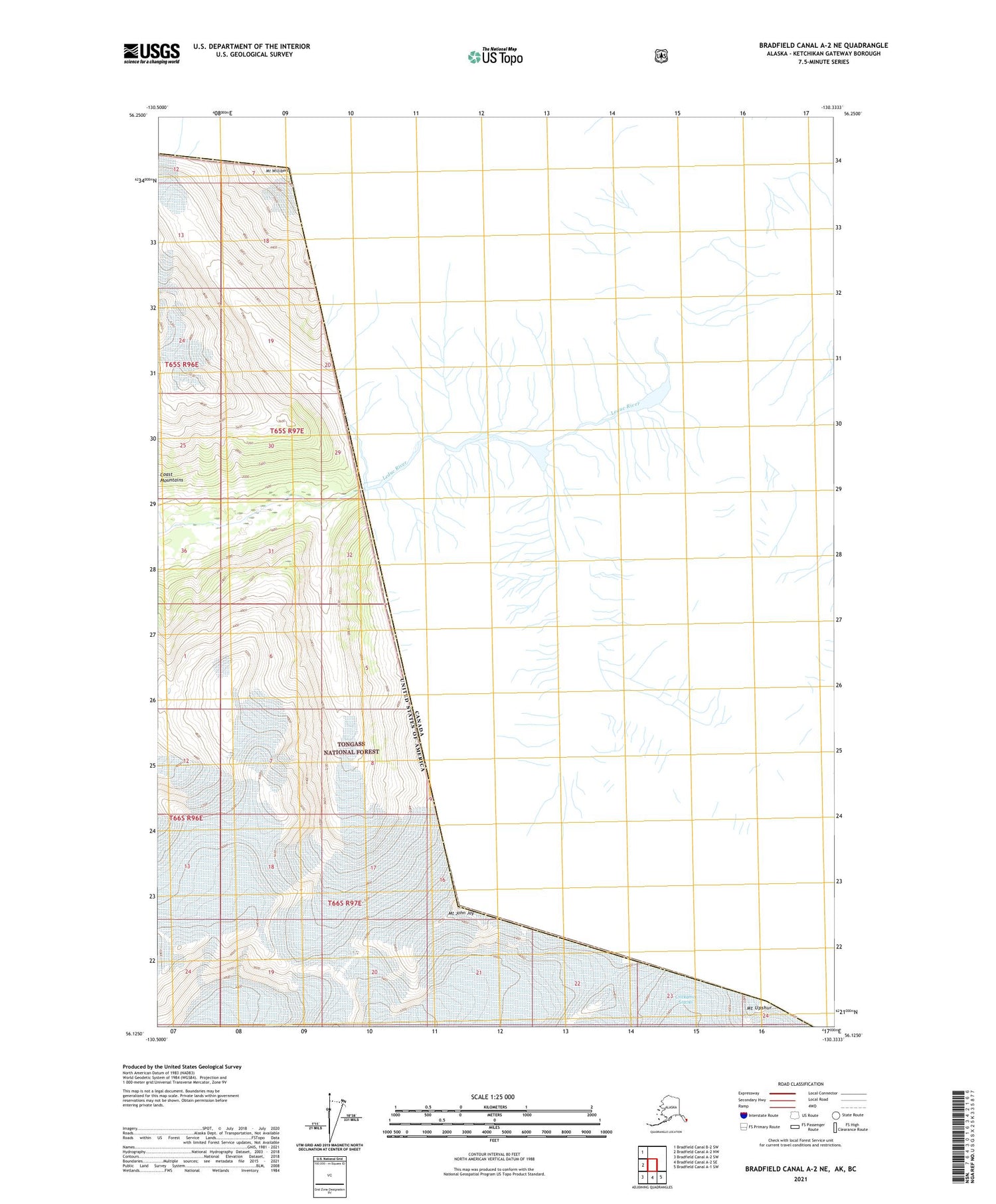 Bradfield Canal A-2 NE Alaska US Topo Map Image