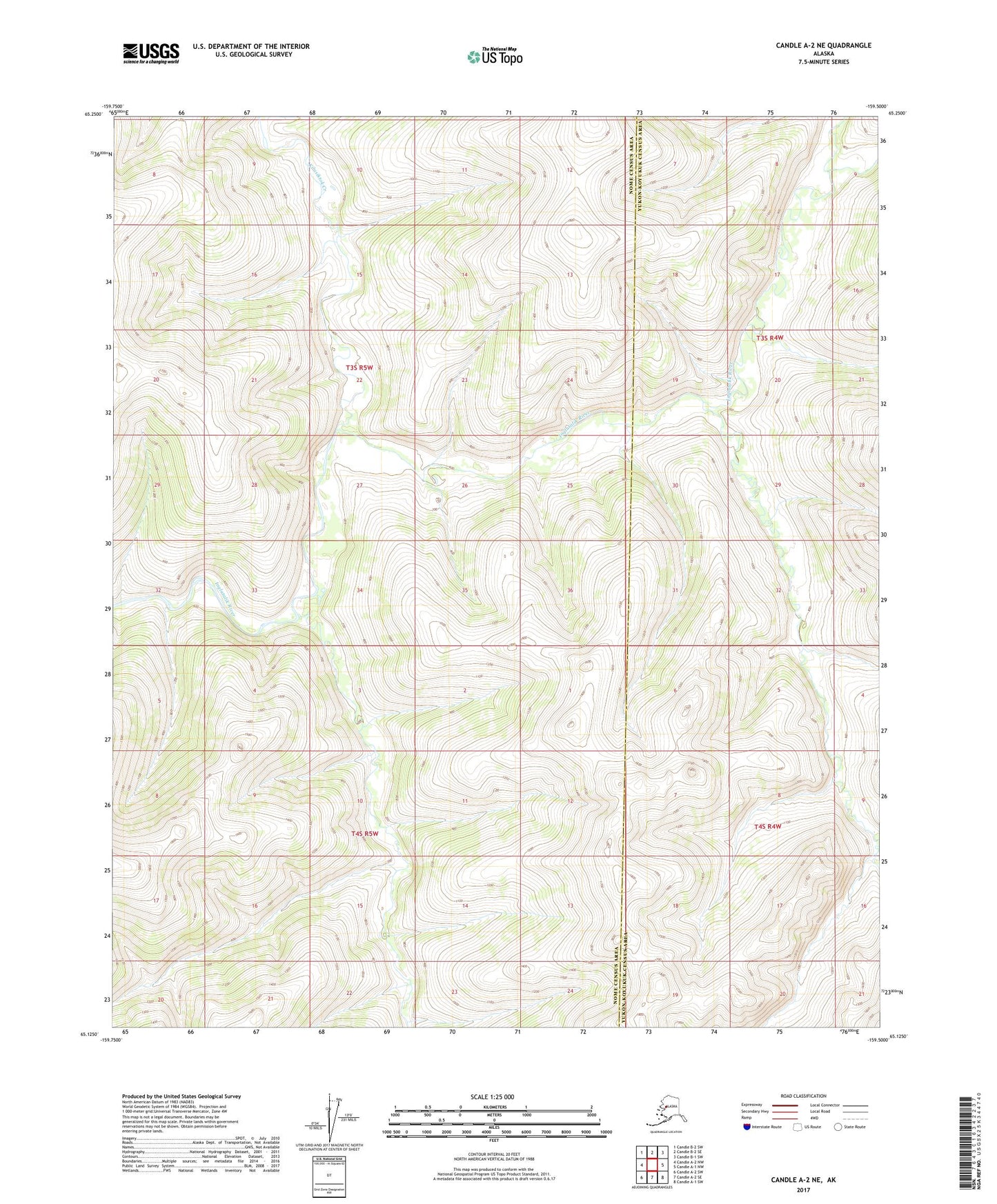 Candle A-2 NE Alaska US Topo Map Image