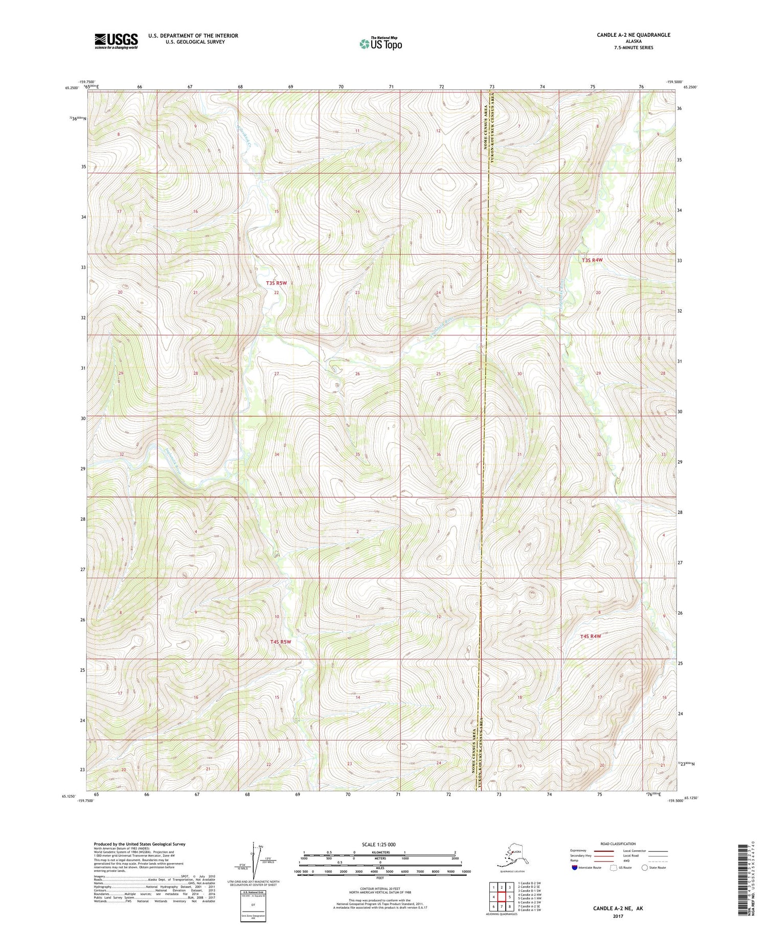Candle A-2 NE Alaska US Topo Map Image