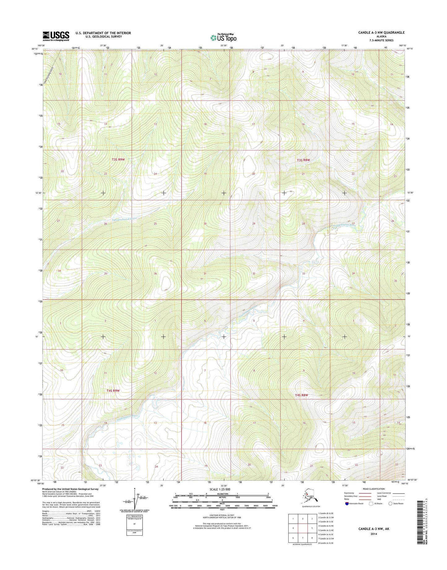 Candle A-3 NW Alaska US Topo Map Image
