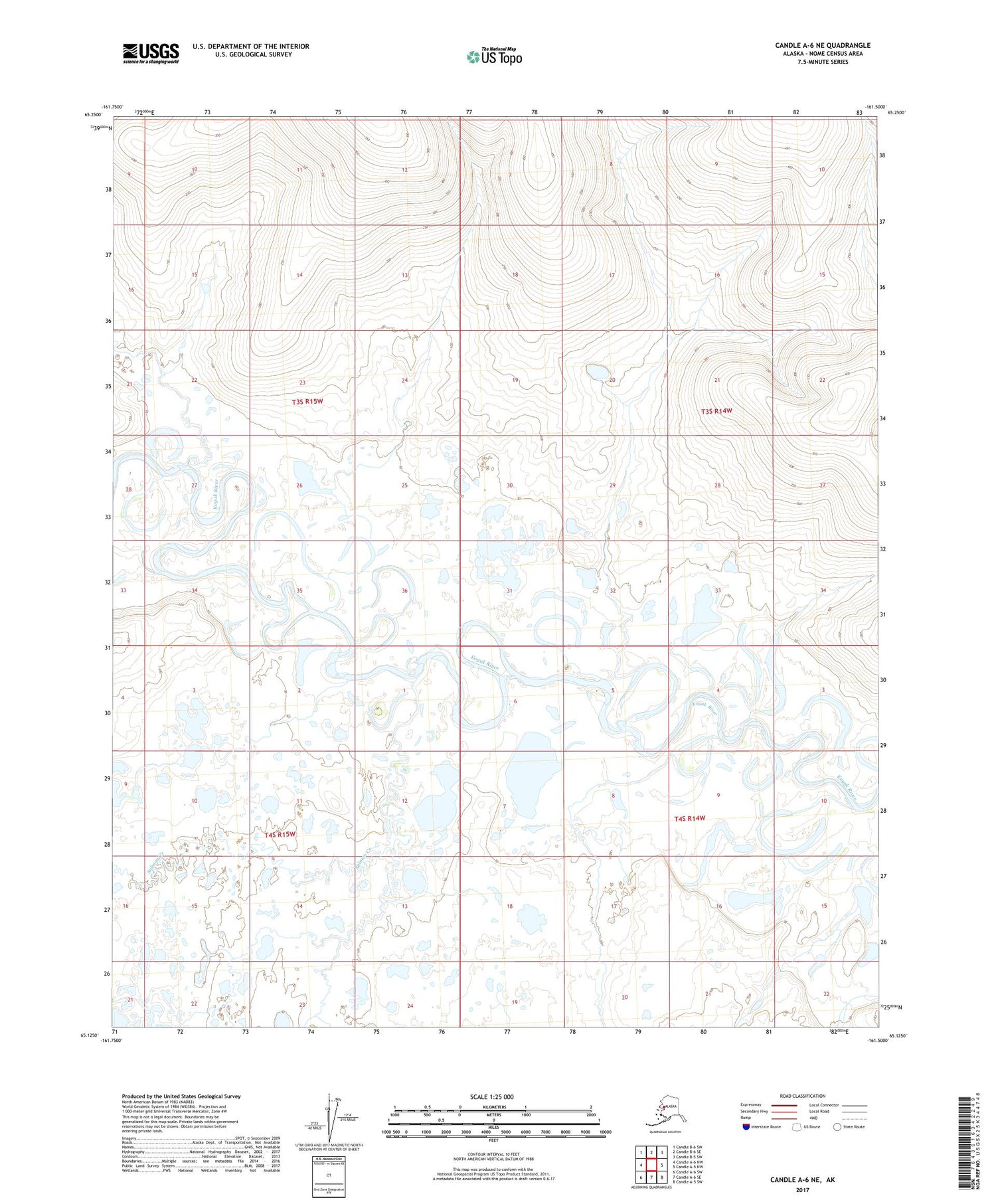 Candle A-6 NE Alaska US Topo Map Image