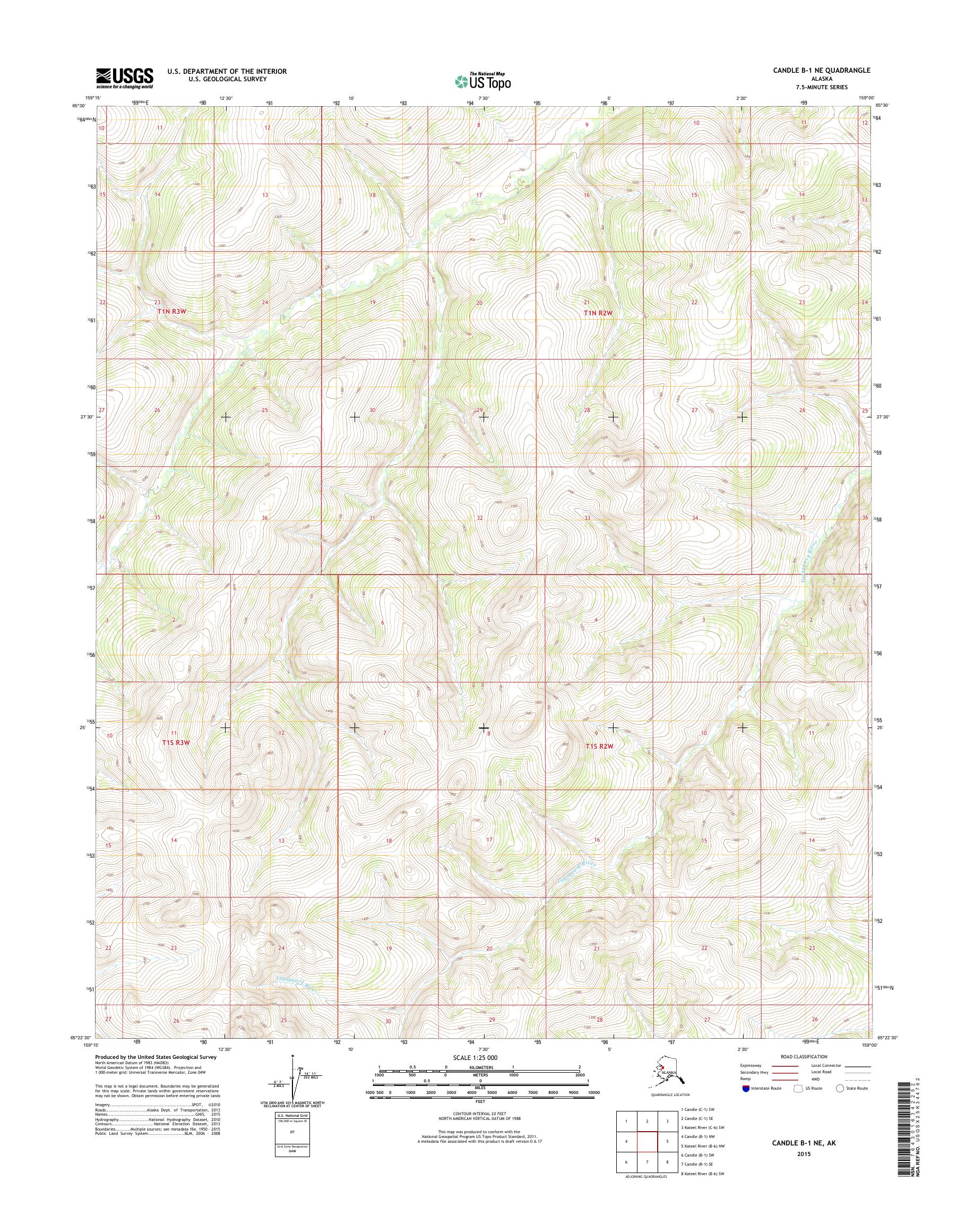 Candle B-1 NE Alaska US Topo Map – MyTopo Map Store